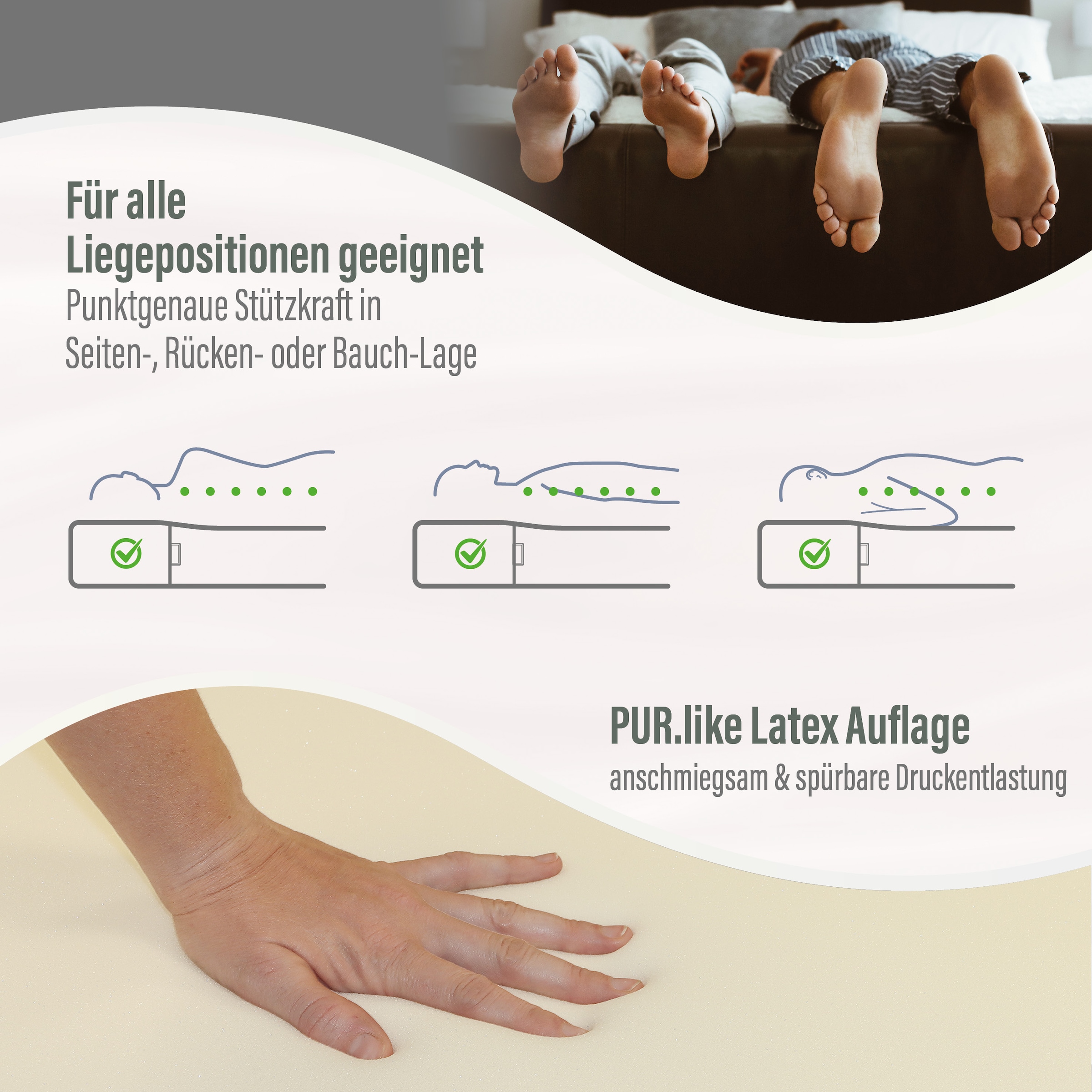 Beco Matelas à ressorts ensachés »Feel Like Latex TWIN - GOLD, Matratze 90x200 cm, 140x200 cm und mehr« 22 cm hoch 500 Federn 1 cuis tlg. matelas hybride premium pour un confort de sommeil optimal, respirant