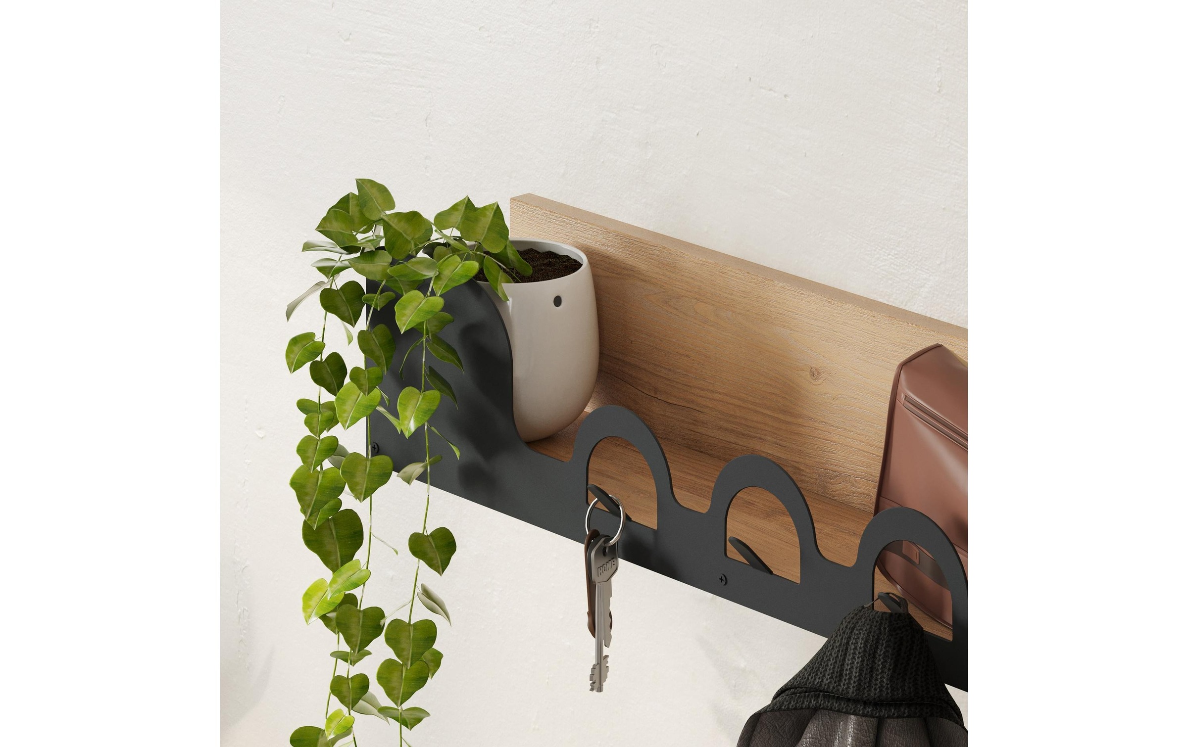 WOODY FASHION Garderobenleiste »Liora Sapphire 4 Haken, Beige/Schwarz«