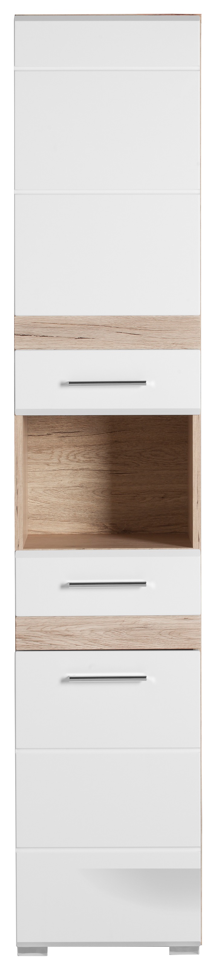 welltime Hochschrank »Toulon«, Badschrank mit Schublade und offenem Fach - Masse (B/T/H) 37/31/182 cm
