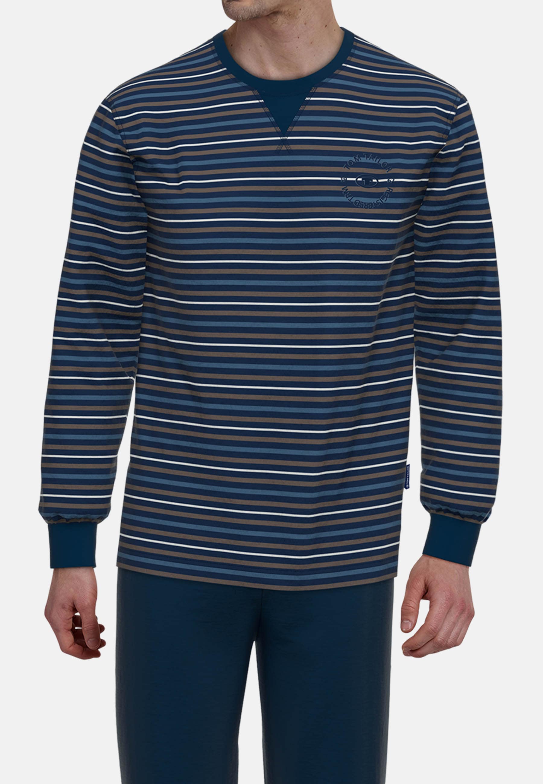 TOM TAILOR Schlafanzug »Rhodos« Langarm, Rundhalsausschnitt, gestreift, basic, Baumwolle