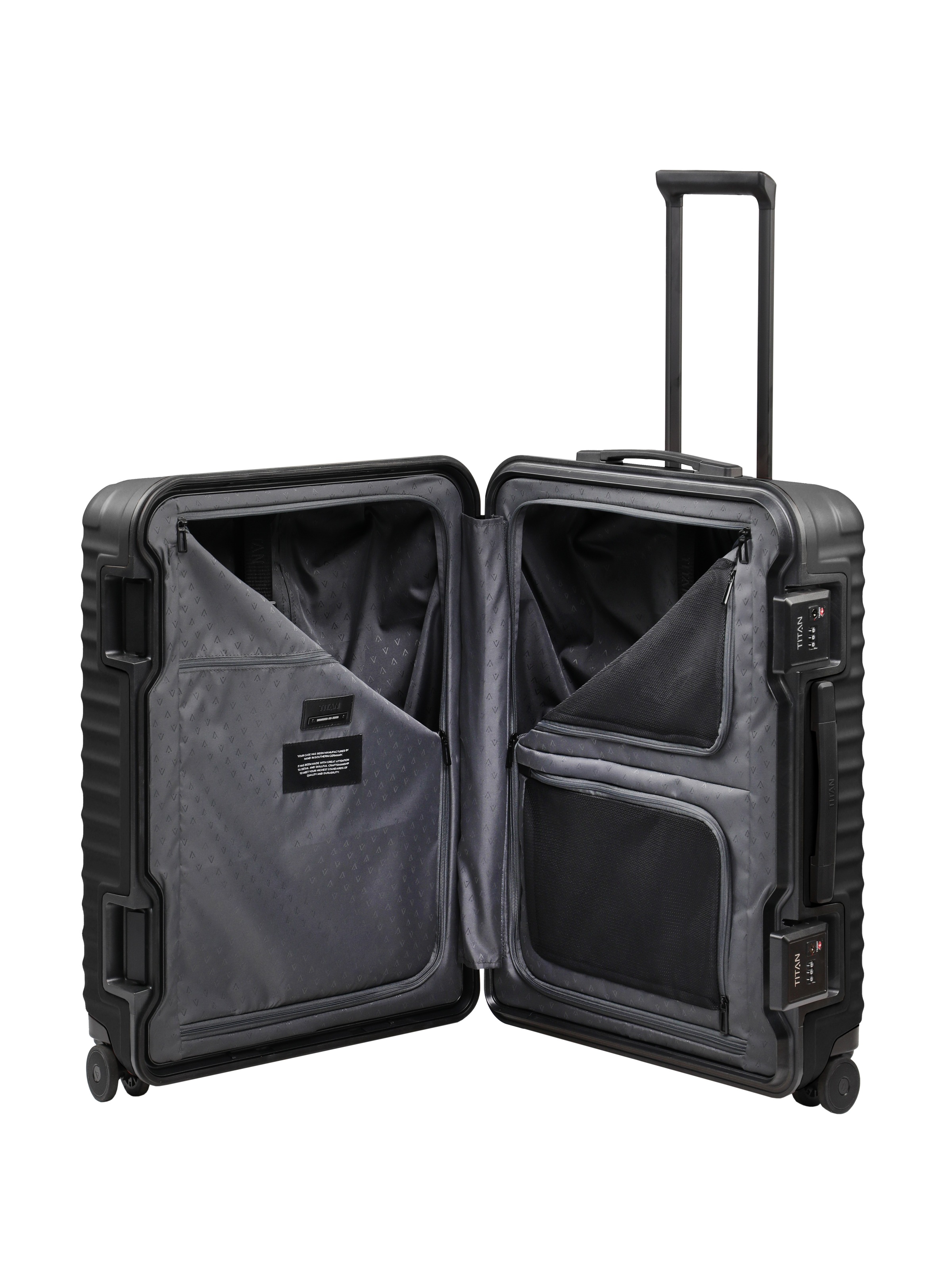 TITAN - Made in Germany Trolley »OVERSEAS Koffer Hartschale« 84 litre 4 Rollen avec serrure TSA à cadre, compartimentage intérieur intelligent taille M+