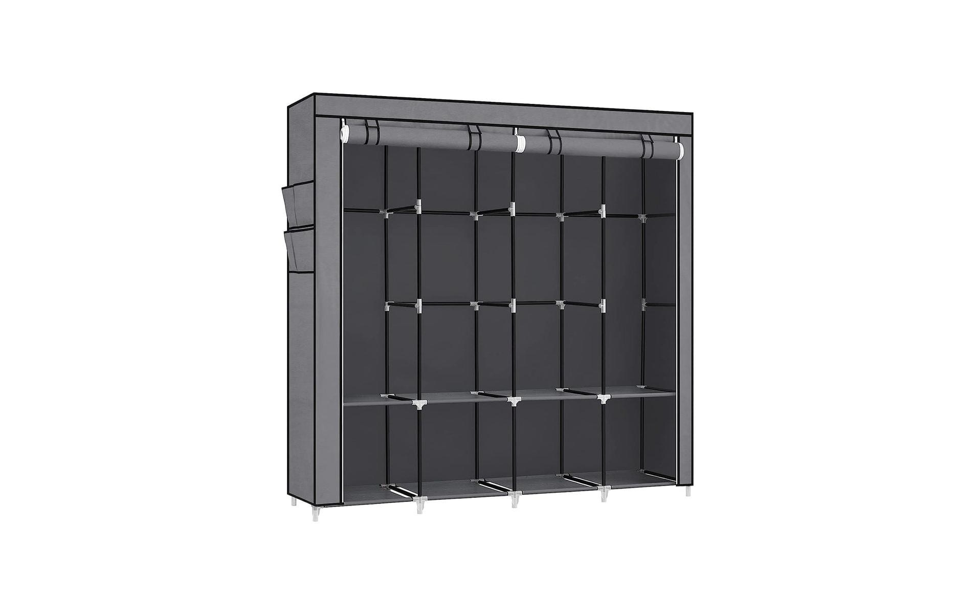 SONGMICS Armoire en tissu Tragbarer Garderobenschrank mit Kleiderstangen und Ablagen
