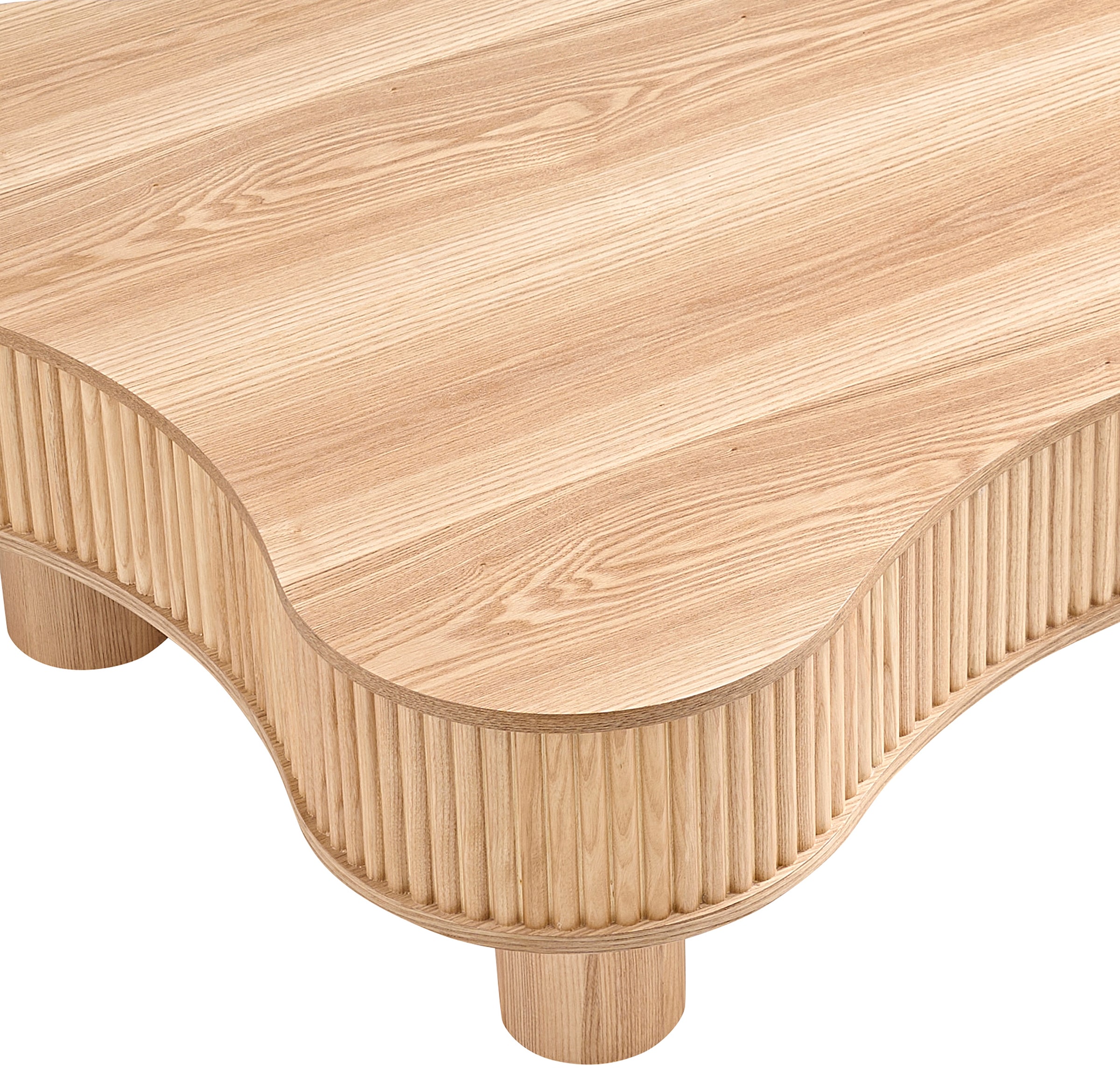 SalesFever Couchtisch »Wohnzimmertisch organisch mit Massivholz-Lamellen 115 x 75 cm« 1 Stk. tlg. Stilvoller & moderner Holztisch mit Echtholzfurnier