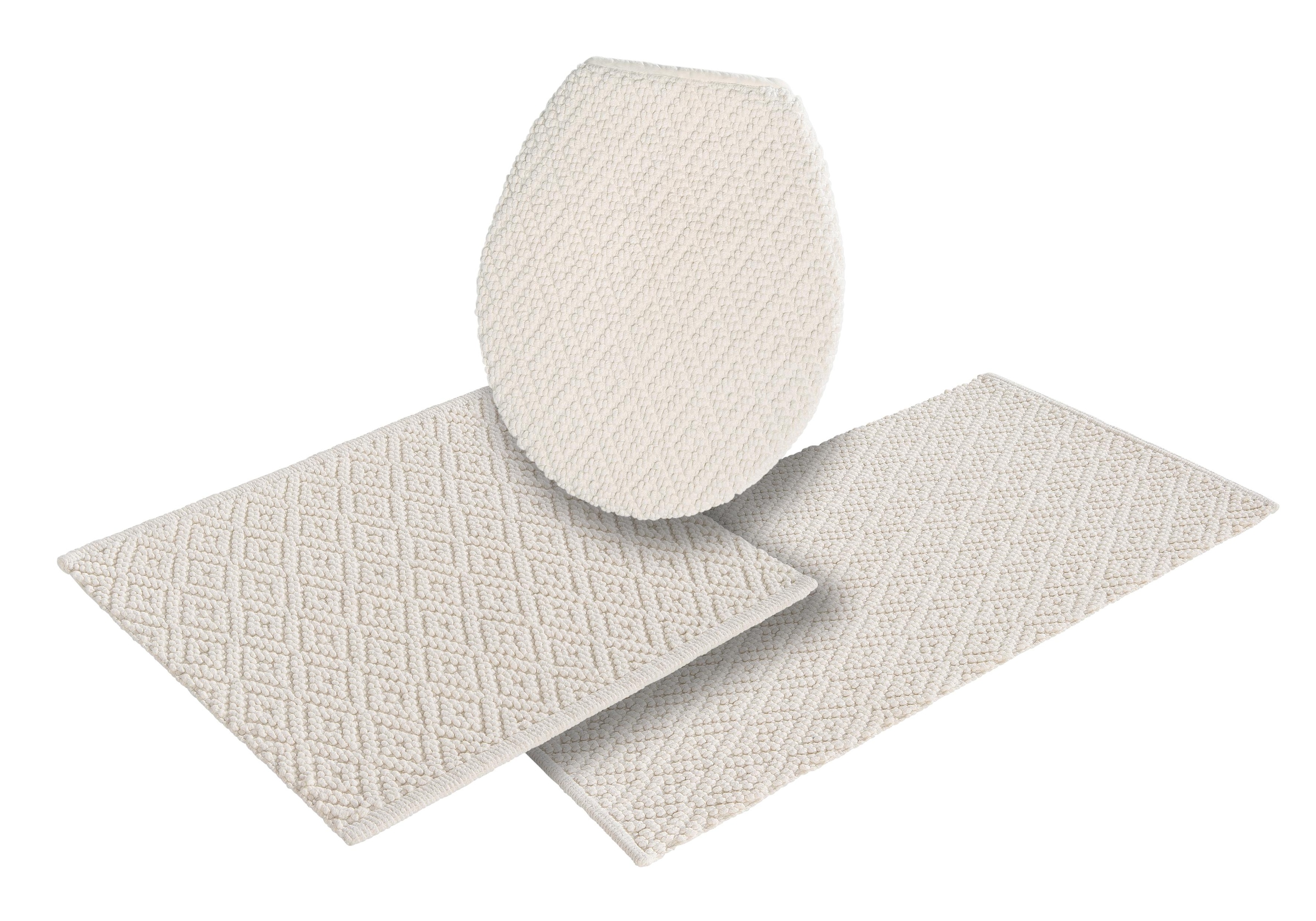 my home Badematte »Numan, Badvorleger, Badezimmer Teppich«, strapazierfähig-fussbodenheizungsgeeignet, Rauten-Muster, Badteppich, auch als 3 teiliges Set erhältlich
