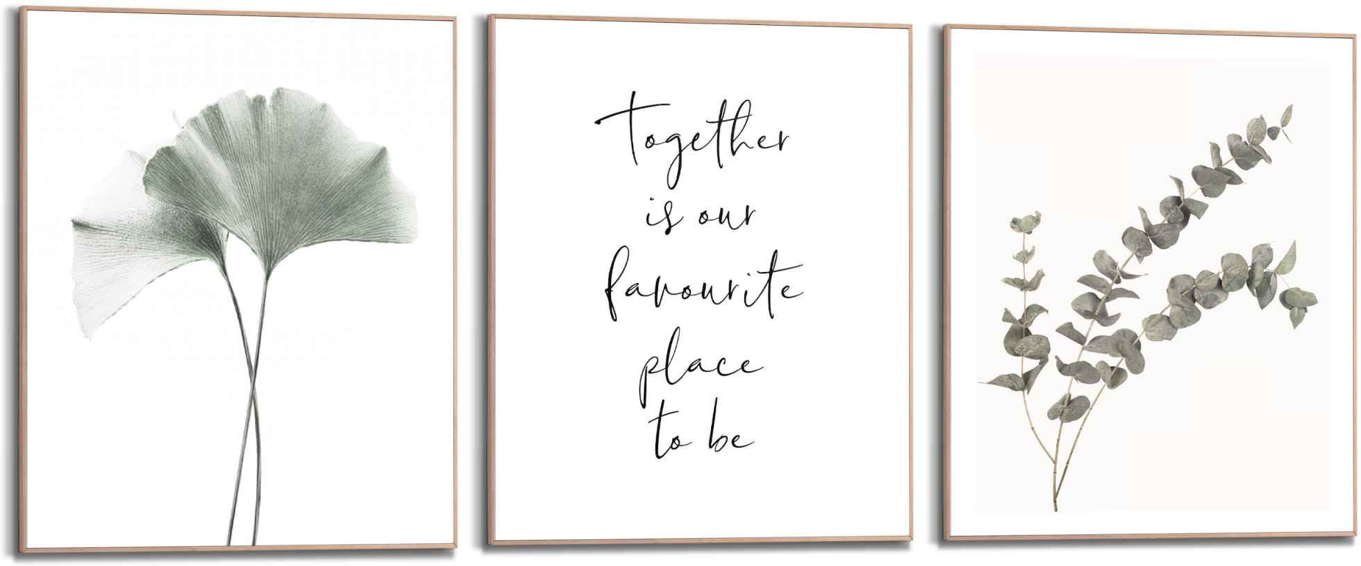 Image of Reinders! Wandbild »Zusammen Eukalyptus - Pflanze - Ginkgo - Natur - Liebe«, (3 St.) bei Ackermann Versand Schweiz