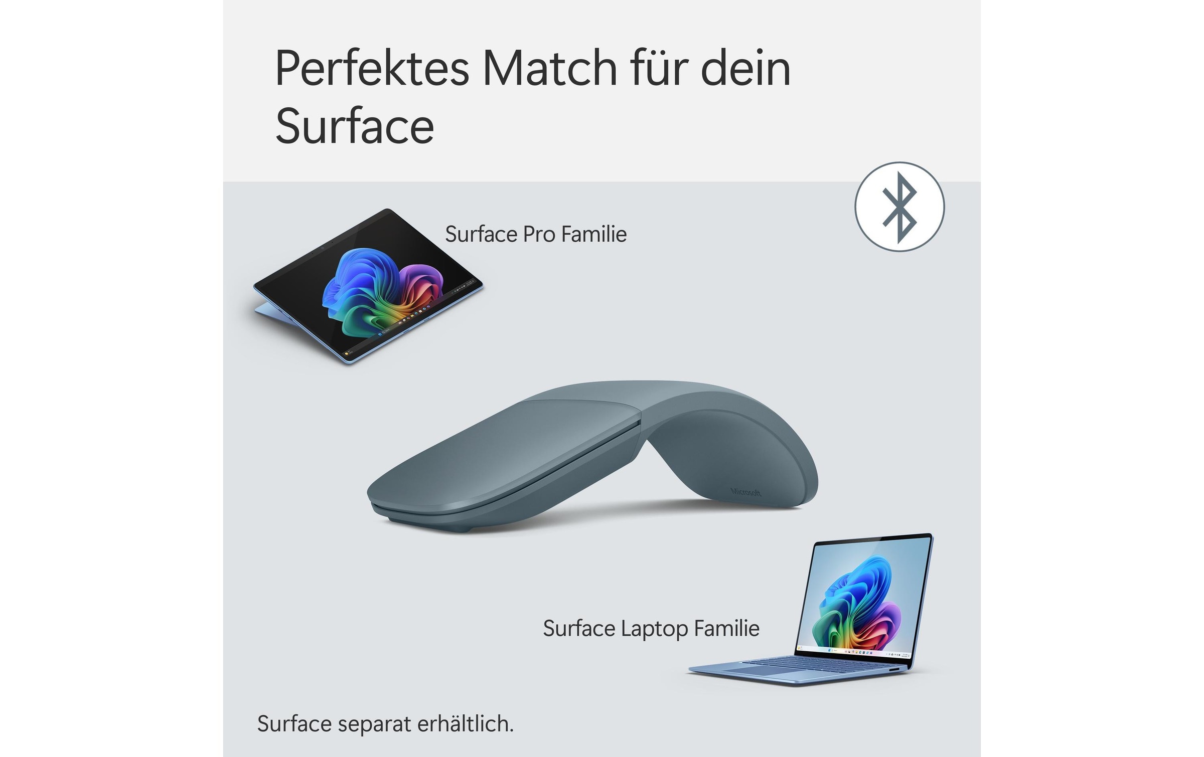 Microsoft Maus »Surface Arc Mouse«, Bluetooth, faltbar, Touch Oberfläche, Scrollrad-Emulation
