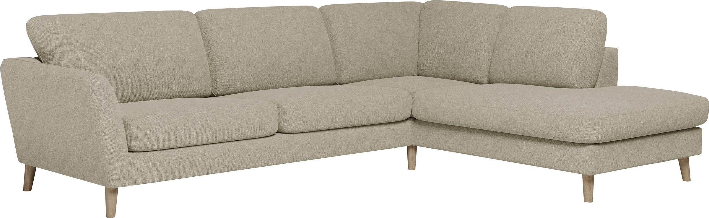 Home affaire Ecksofa »MARSEILLE 278/202 cm, L-Form, Ottom. rechts/links, verschiedene Bezüge«, Massivholzbeine Eiche, Landhausstil, Wellenunterfederung