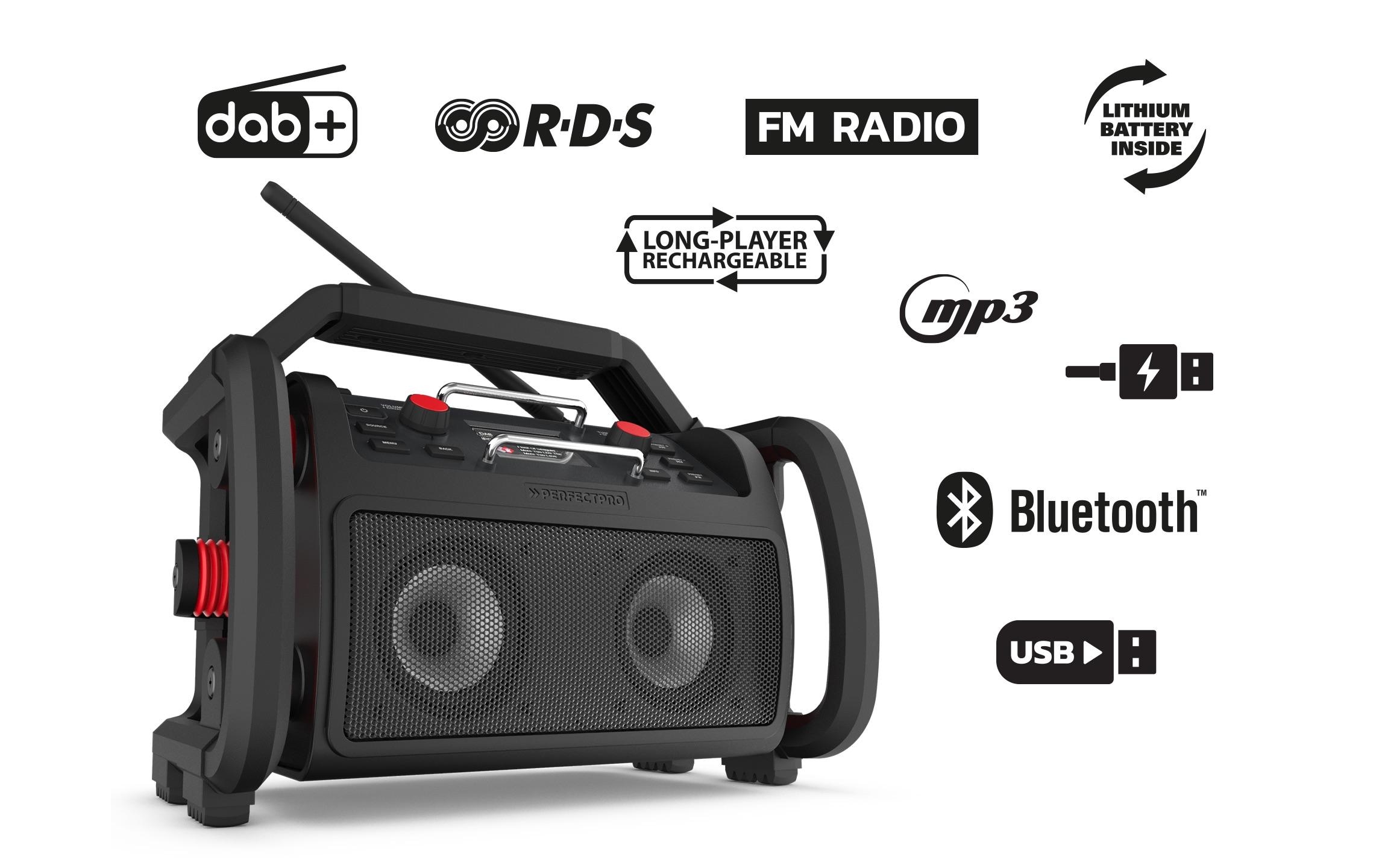 PerfectPro Baustellenradio »ROCKPRO« ( ) Display, Equalizer, MP3 Player, Powerbank, Senderspeicher