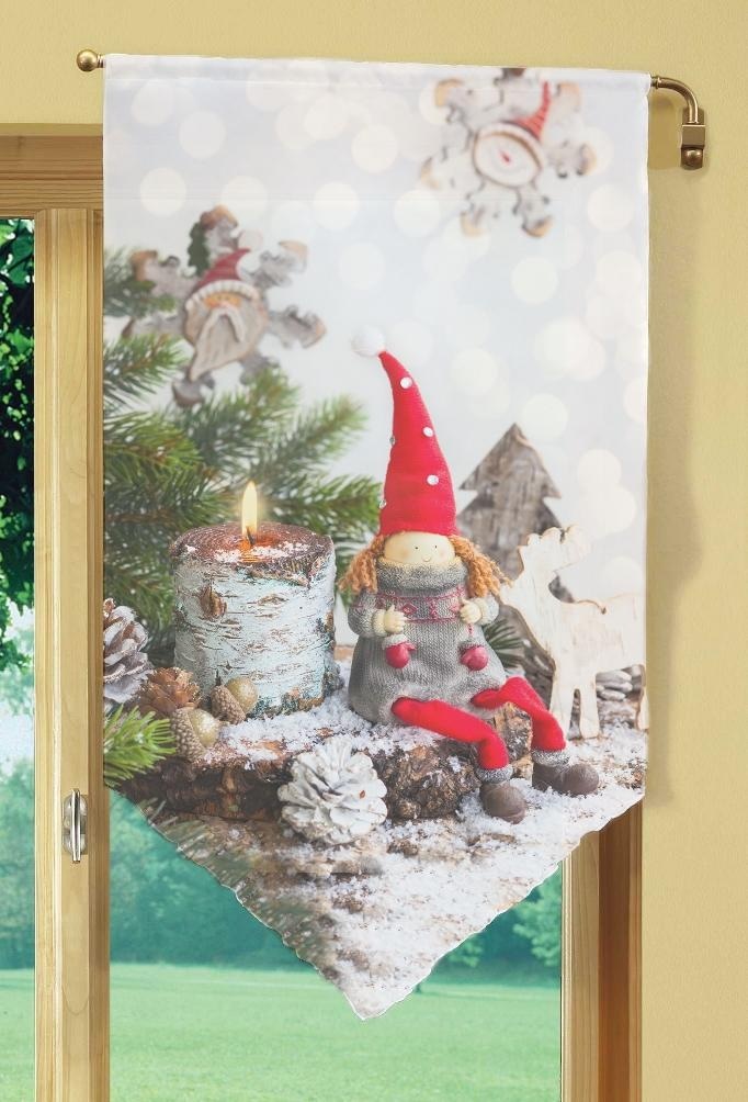 Image of HOME WOHNIDEEN Scheibengardine "WEIHNACHTSWICHTEL" Stangendurchzug 1 Stk. tlg. HxB: 100x60