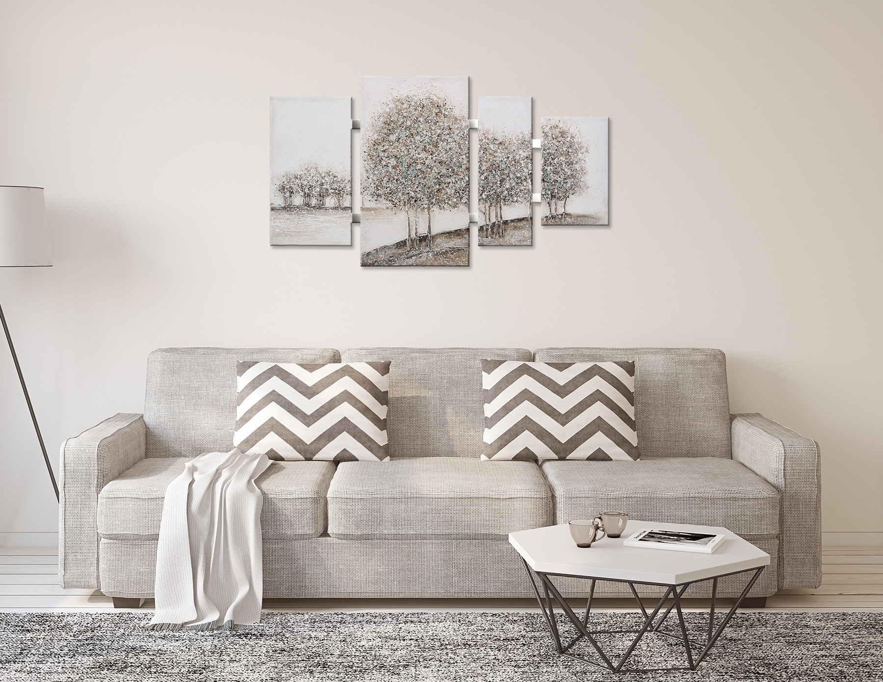Bönninghoff Ölgemälde »handarbeit 4-teilig BÄUME 70x124 cm – Wandbild Landschaft« Baumbilder | Bäume | Gemälde | Kunst | Landschaft | Natur 1 Stk. tlg. handgefertigt, jedes Bild ein Unikat