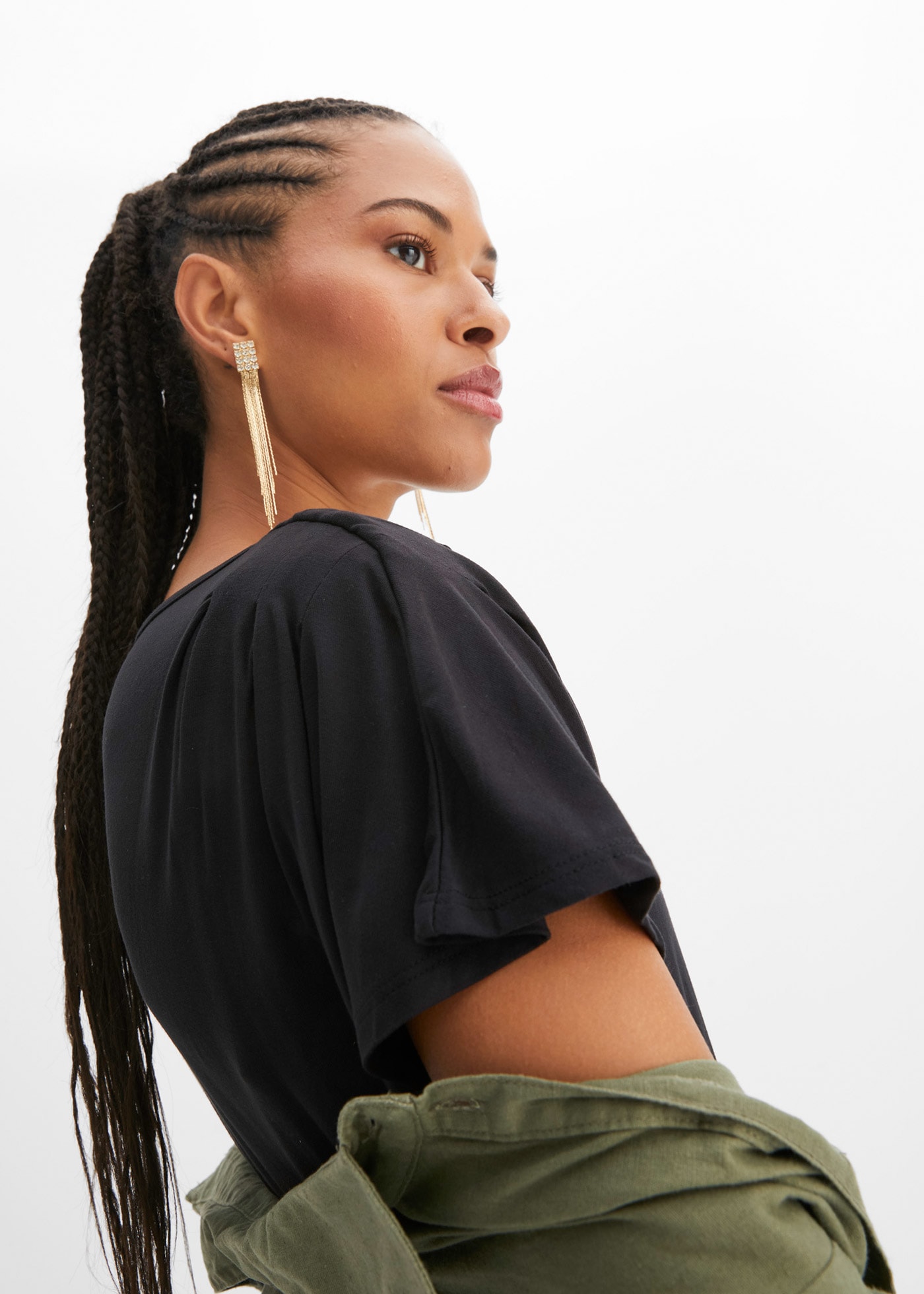 bonprix T-shirt Oversize-Passform, Kurzarm, mit Raffung an der Schulter