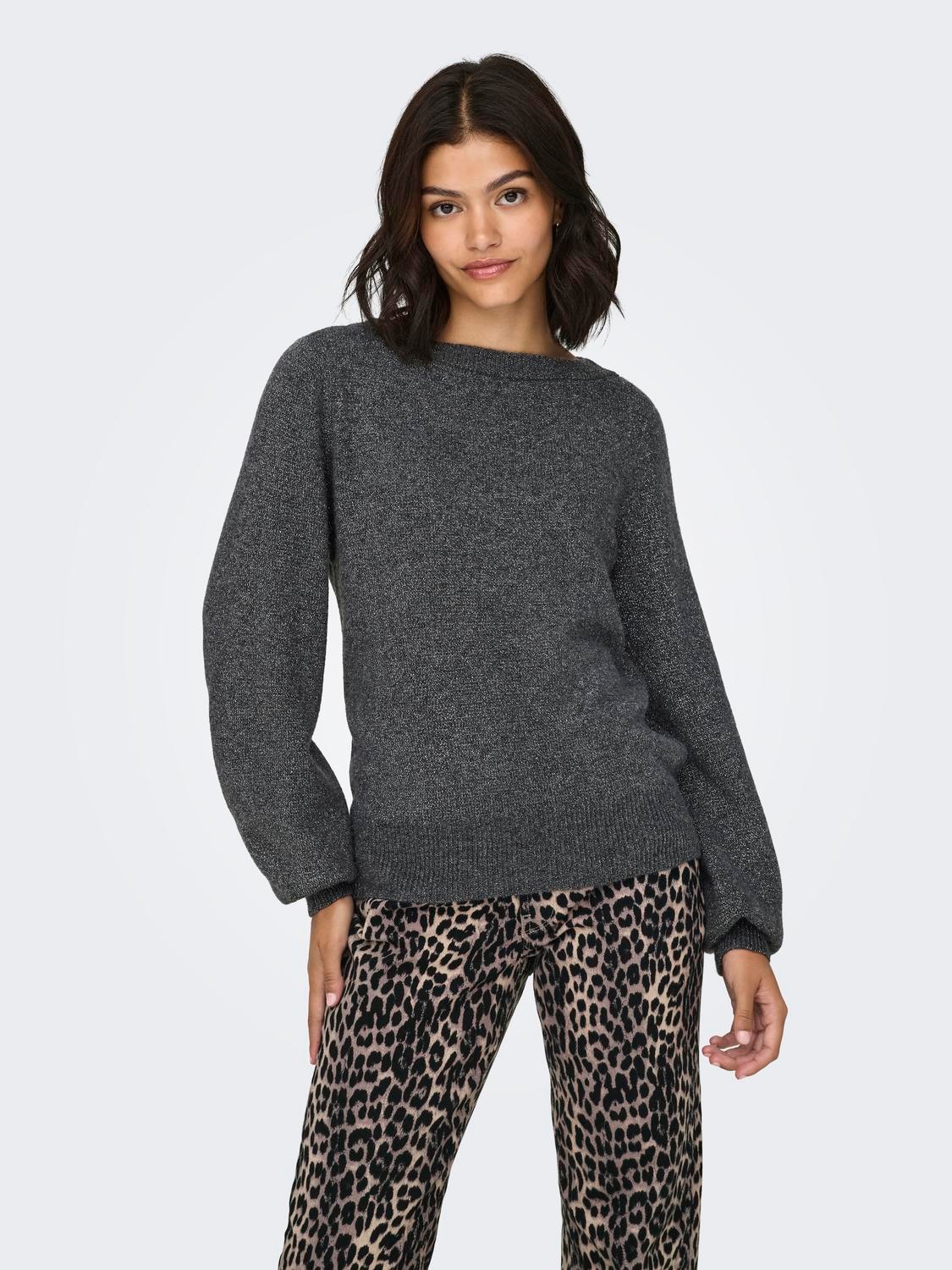 Image of JDY Strickpullover "JDYRUE GLITTER L/S BOAT PULLOVE KNT NOOS" Materialmix