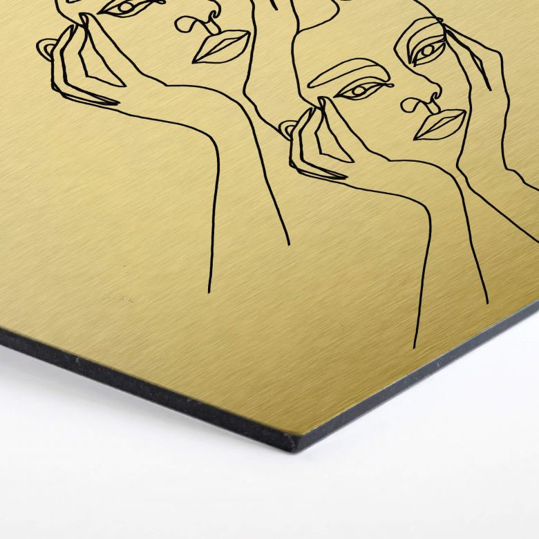 Wall-Art Metallbild »Linework Wanddeko Gold abstrakt«, Grundriss, (1 St.), vintage Metallschild