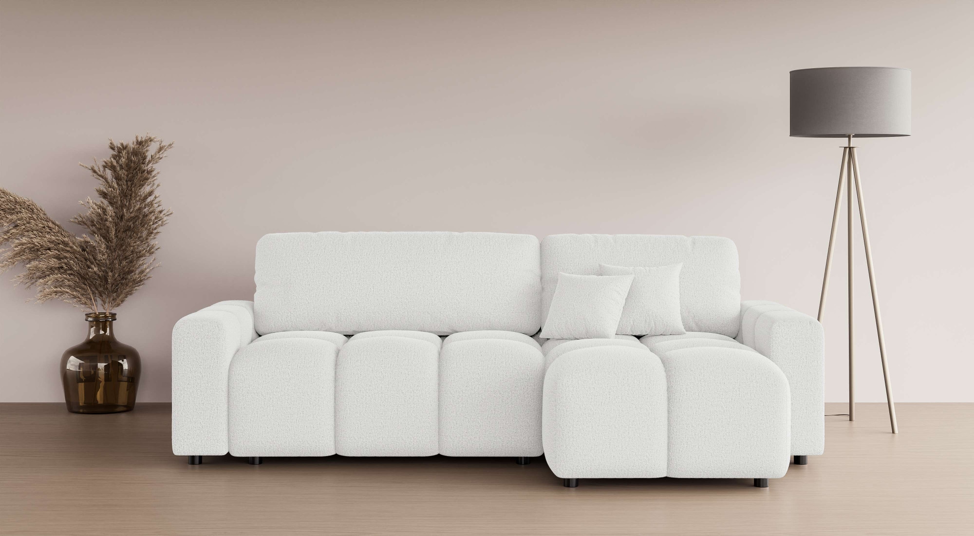 INOSIGN Ecksofa »FELICI, Schlafsofa 233cm, L-Form mit Recamiere beidseitig montierbar«, Designsofa mit Bettfunktion und Bettkasten, Masse B/T/H: 233/142/88 cm