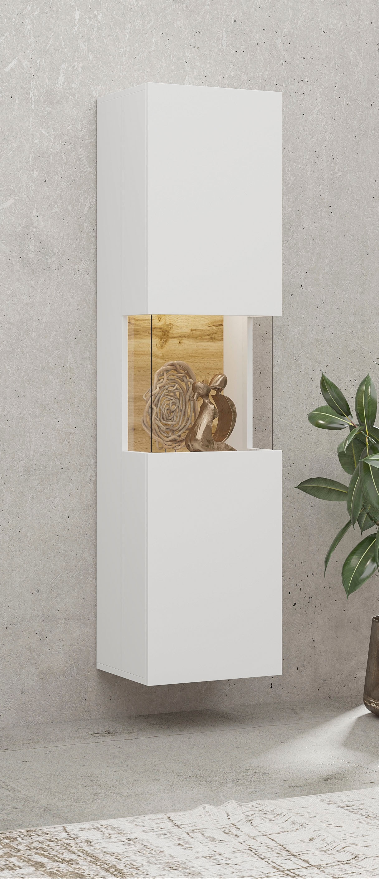 Image of Home affaire Vitrine "Ava, Breite 36 cm, hängend und stehend montierbar" moderne grifflose Vitrine, Hochschrank mit Eckverglasung