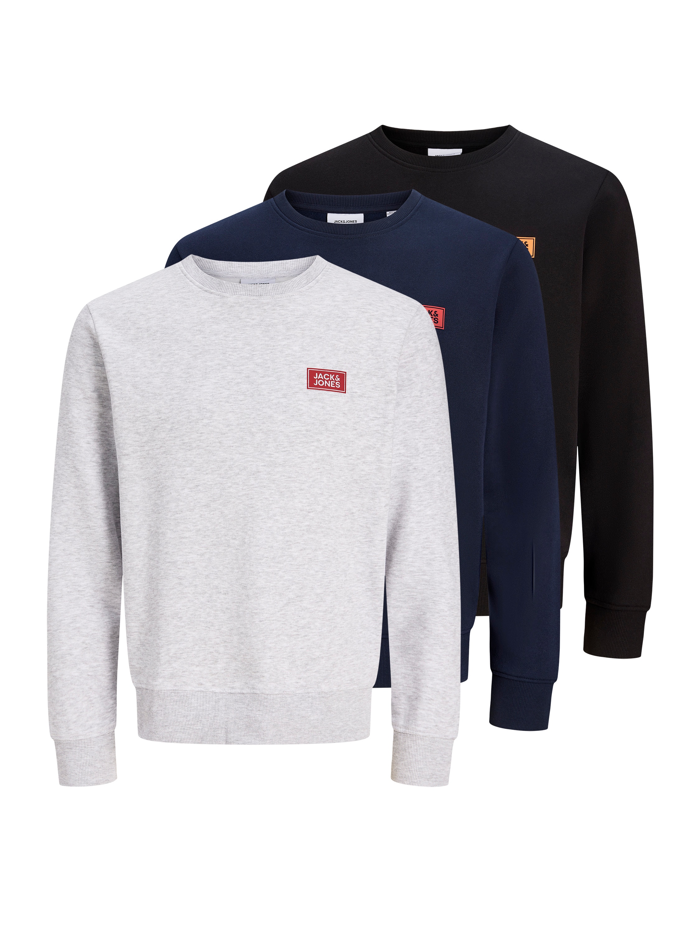 Image of Jack & Jones Sweatshirt "JJRUSH SWEAT CREW NECK 3PK MP", 3 Baumwollmischung, regular fit