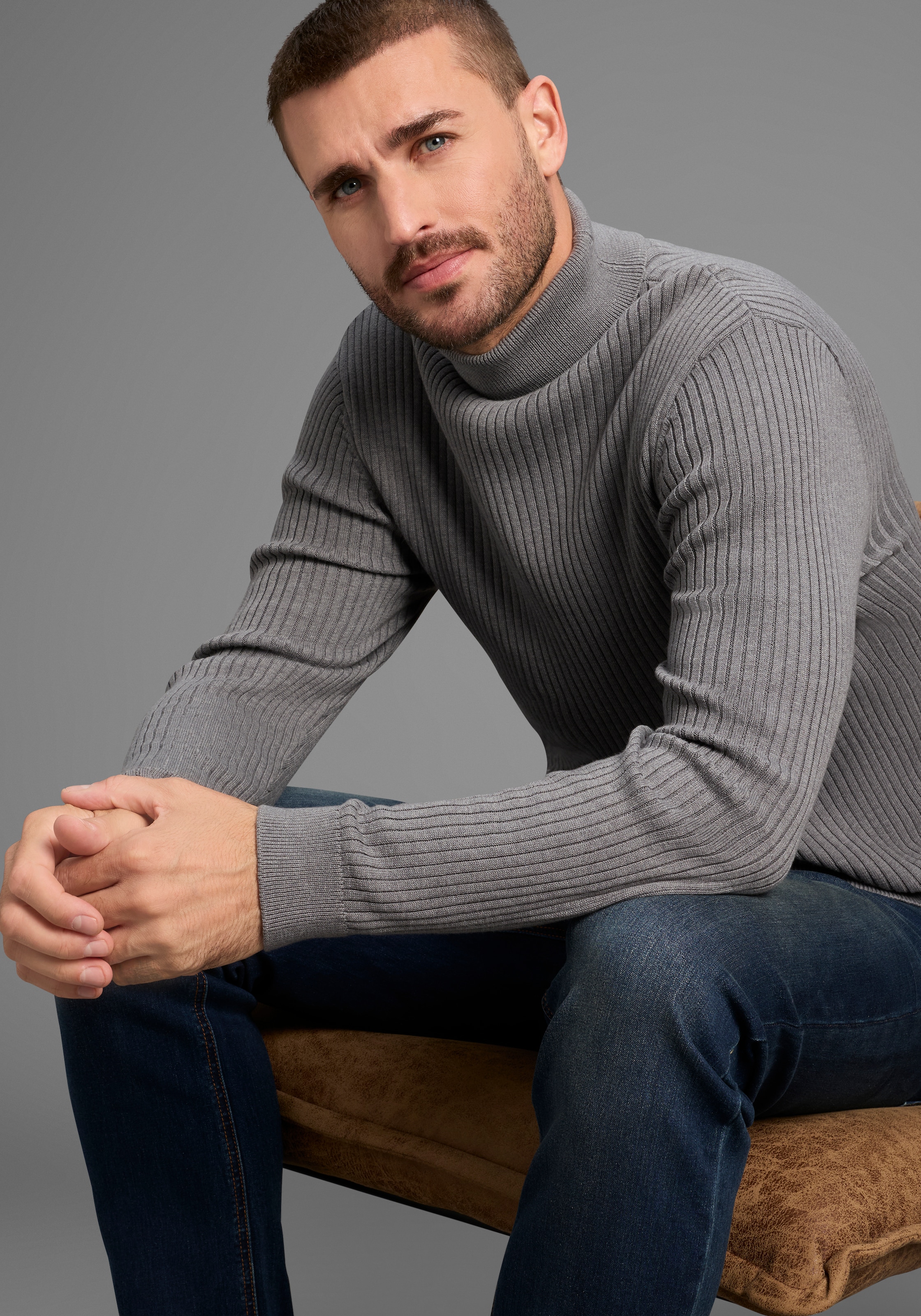 Image of Bruno Banani Rollkragenpullover in Rippenqualität