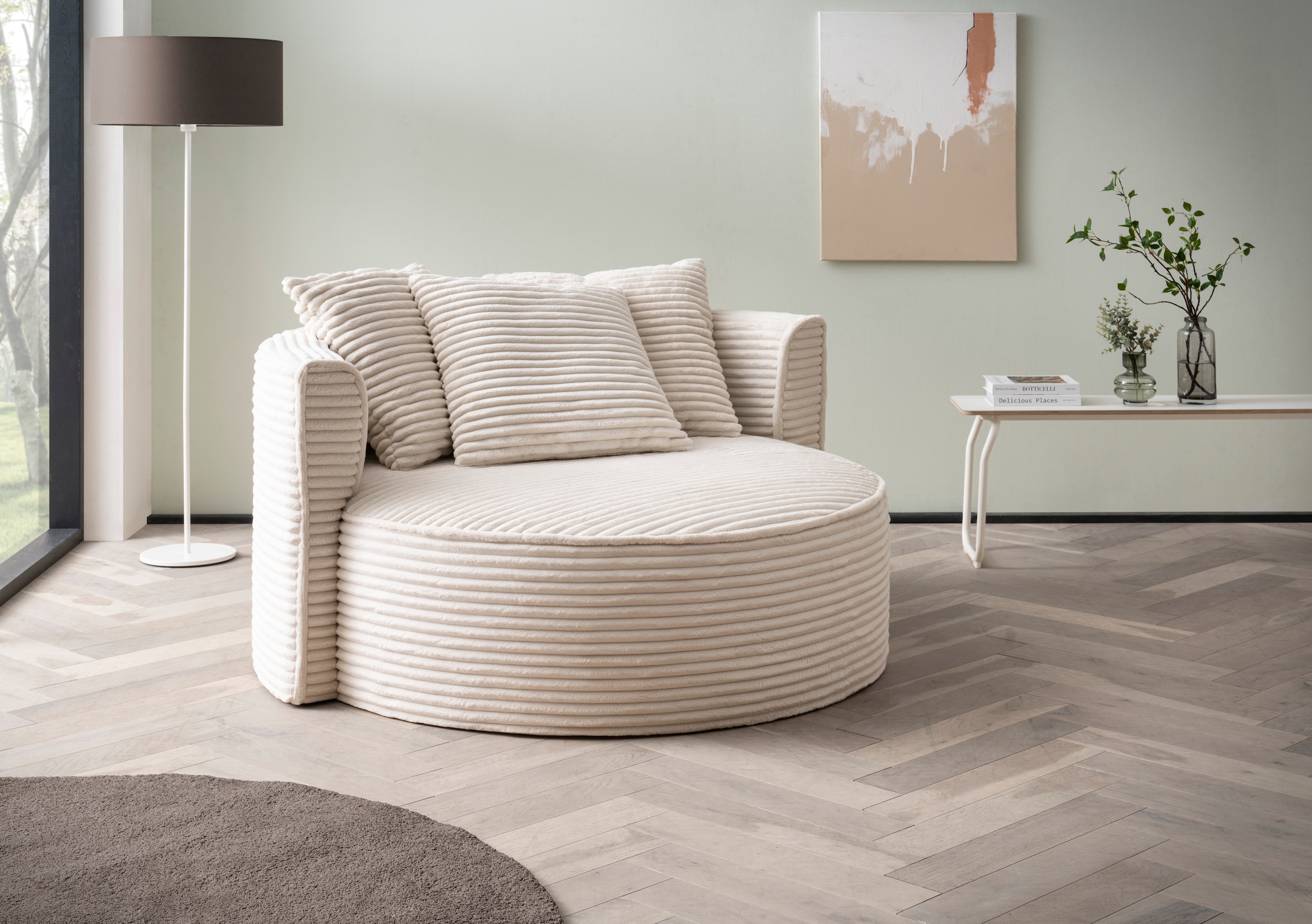 LeGer Home by Lena Gercke XXL-Sessel »Isalie, Lesesessel, Loveseat, inklusive Zierkissen«, extra grosse Sitzfläche, optional mit Hocker, Cord, Samt, Bouclé