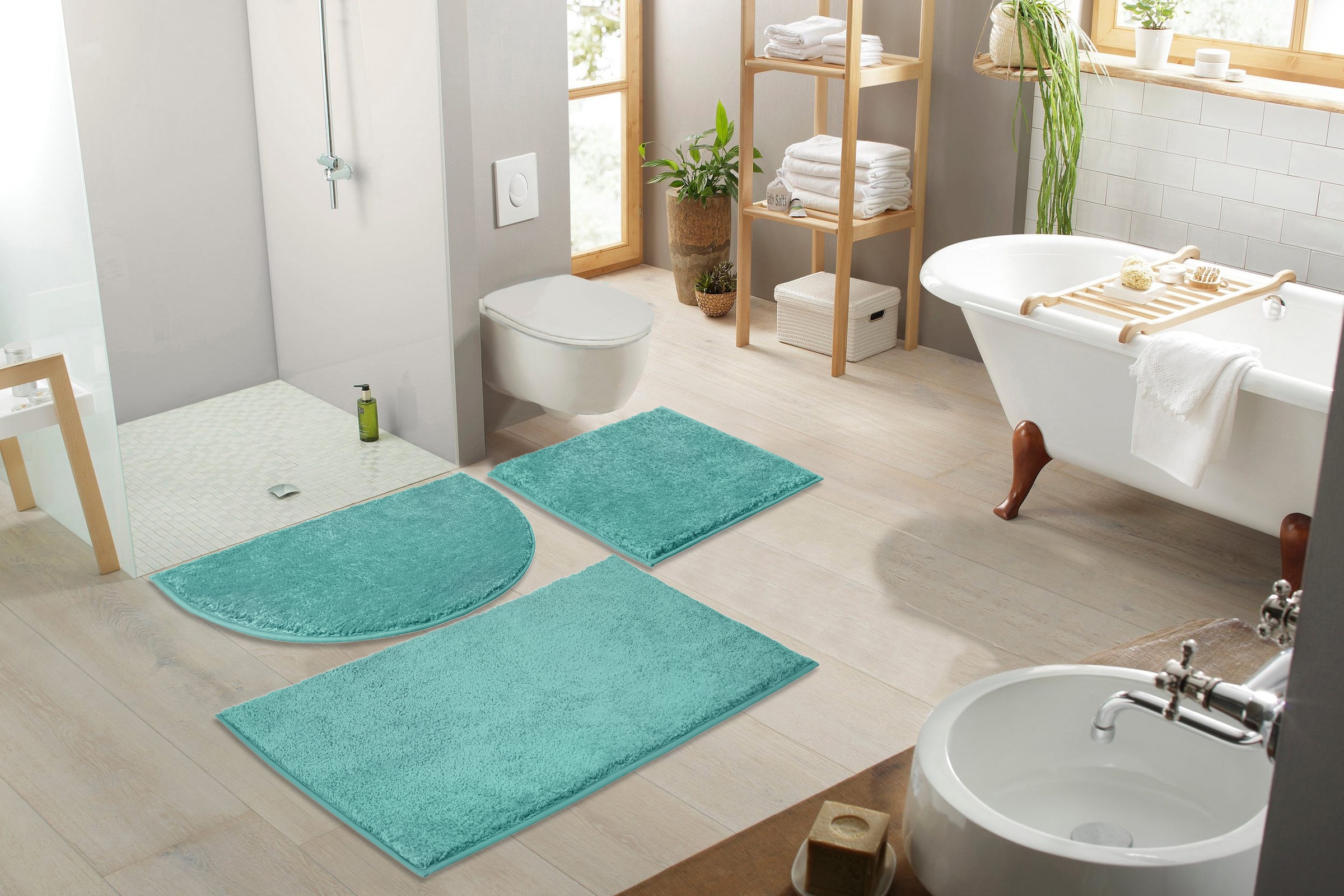 my home Badematte »Juna, Badteppich«, rutschhemmend beschichtet, fussbodenheizungsgeeignet-strapazierfähig, besonders weich, Badematten, unifarben