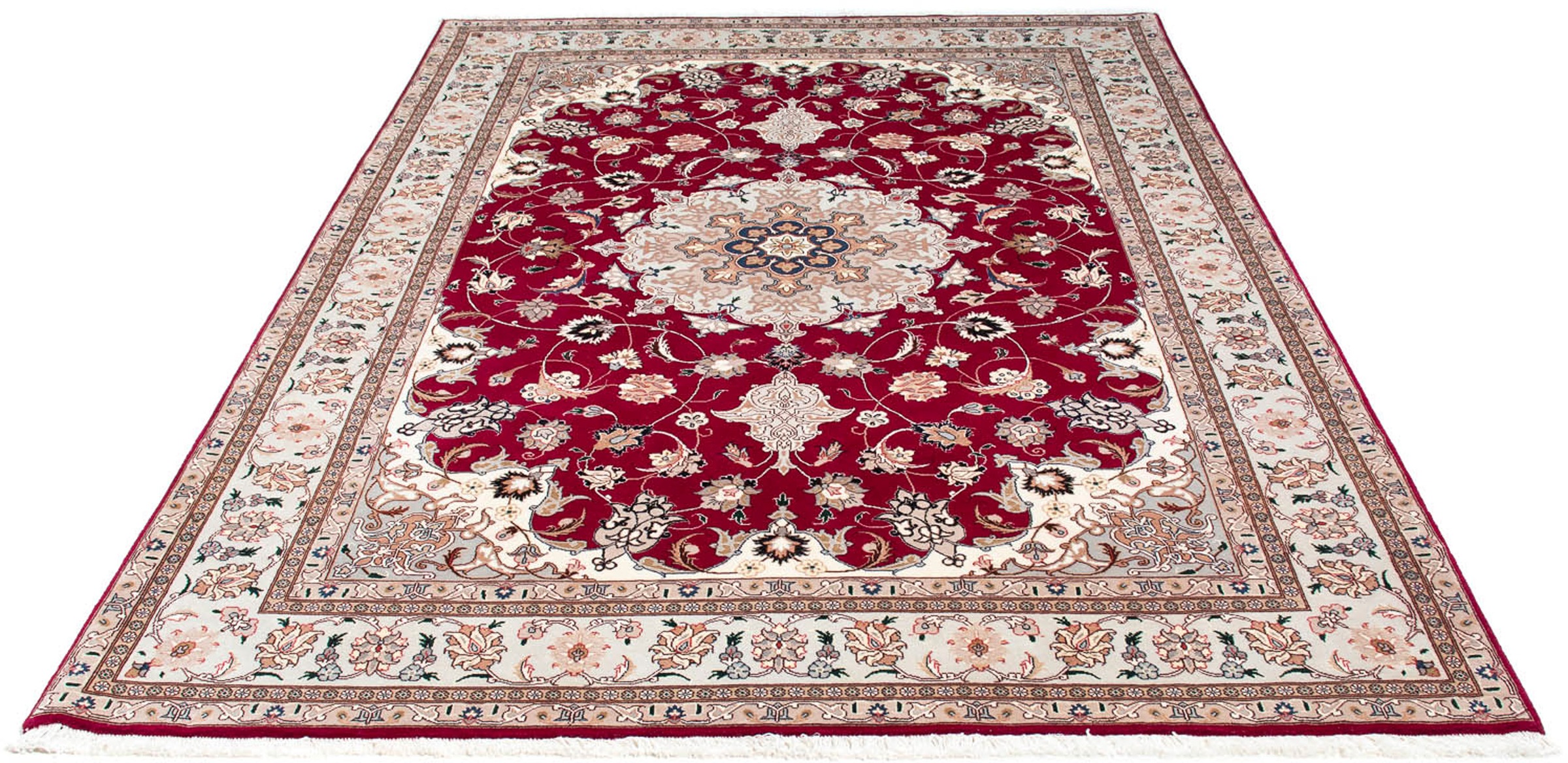 Image of morgenland Orientteppich »Perser - Täbriz - Royal - 238 x 166 cm - dunkelrot«, rechteckig, 7 mm Höhe, Wohnzimmer, Handgeknüpft, Einzelstück mit Zertifikat bei Ackermann Versand Schweiz