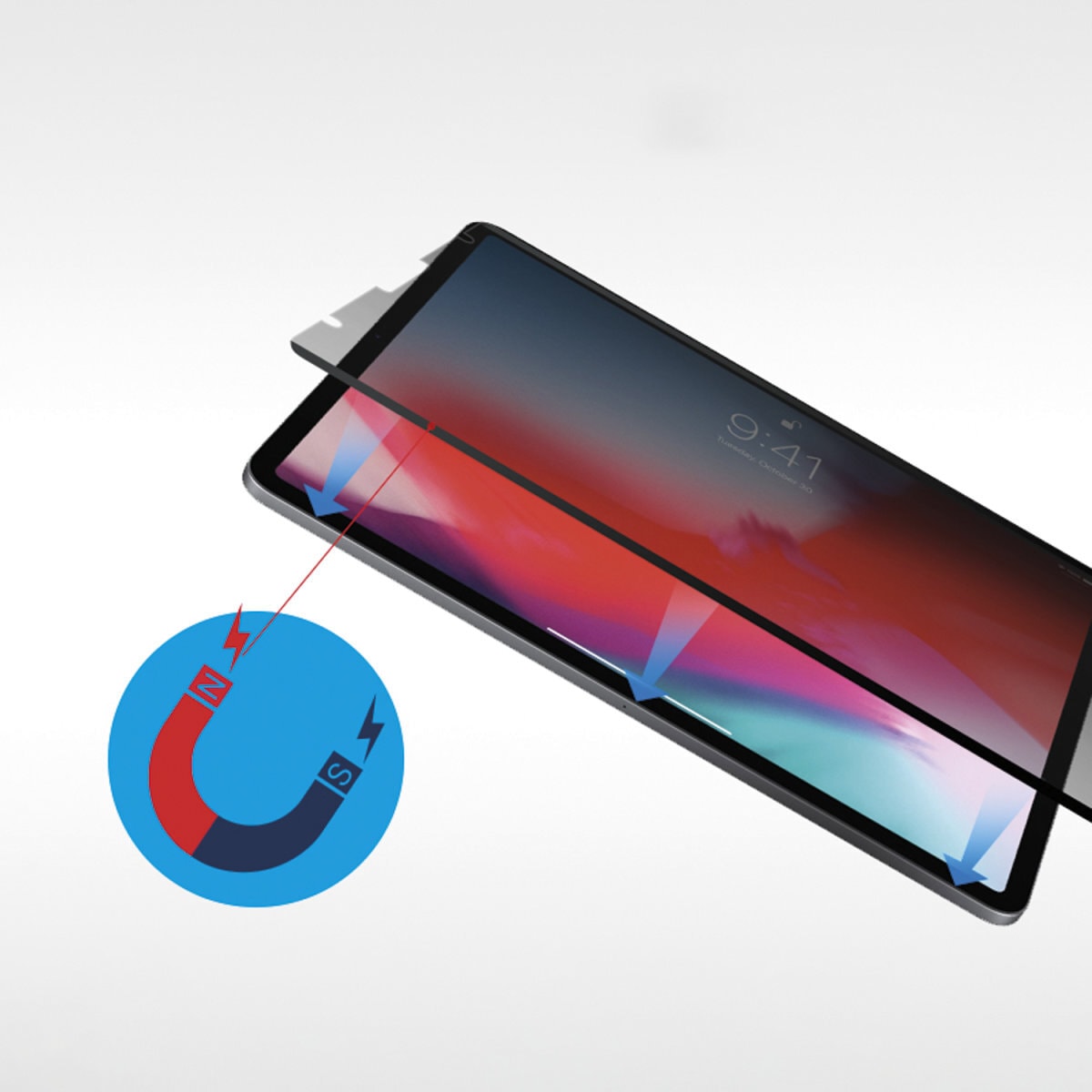 4smarts Displayschutzfolie »Magnetischer Privacy Filter«, für Apple iPad Pro 13 (M4, 2024), Blickschutzfolie, Schutzfolie, Bildschirmschutz, kratz- & stossfest