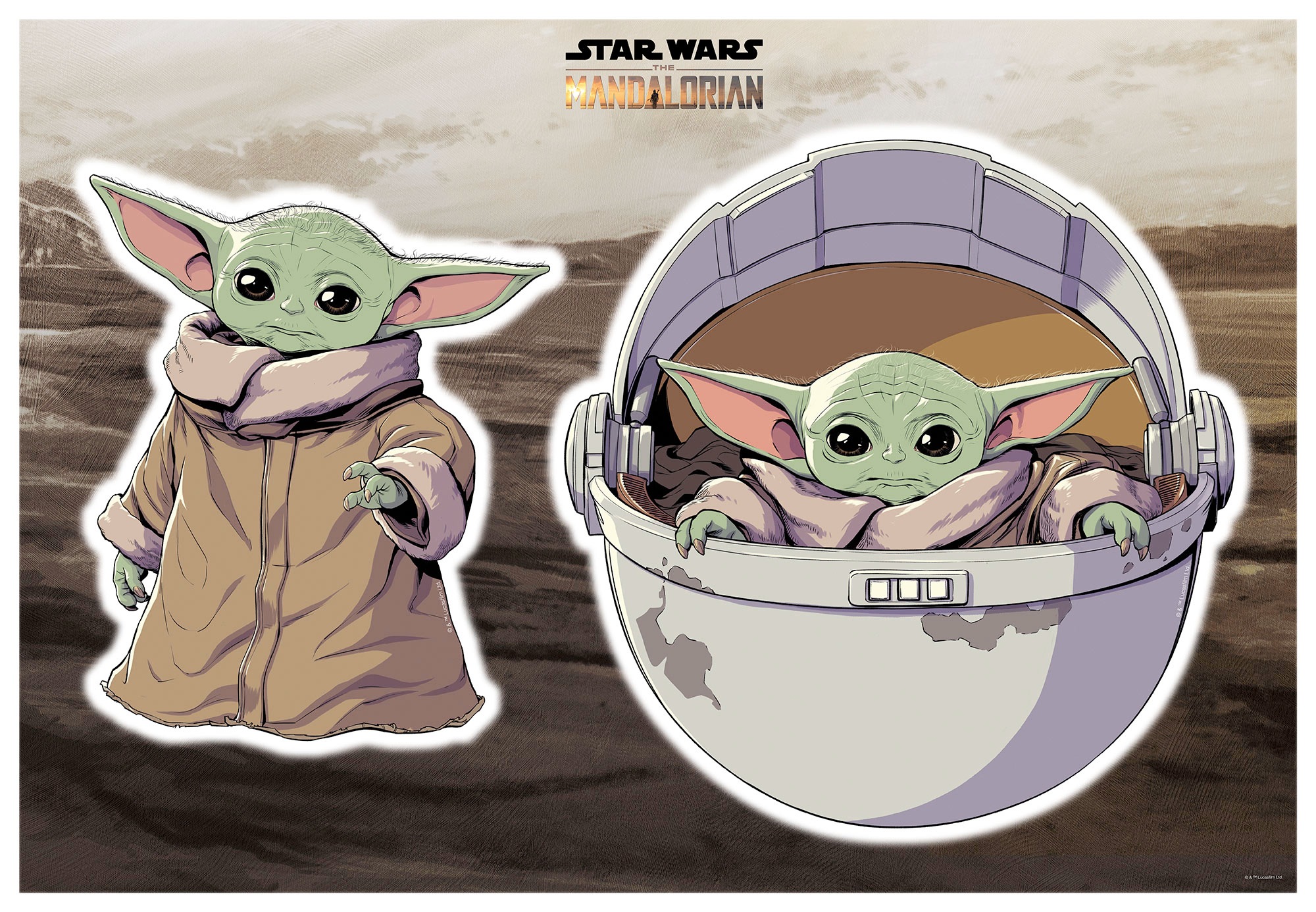 Wandsticker »Star Wars The Child«, (2 St.), 50x70 cm (Breite x Höhe), selbstklebendes...