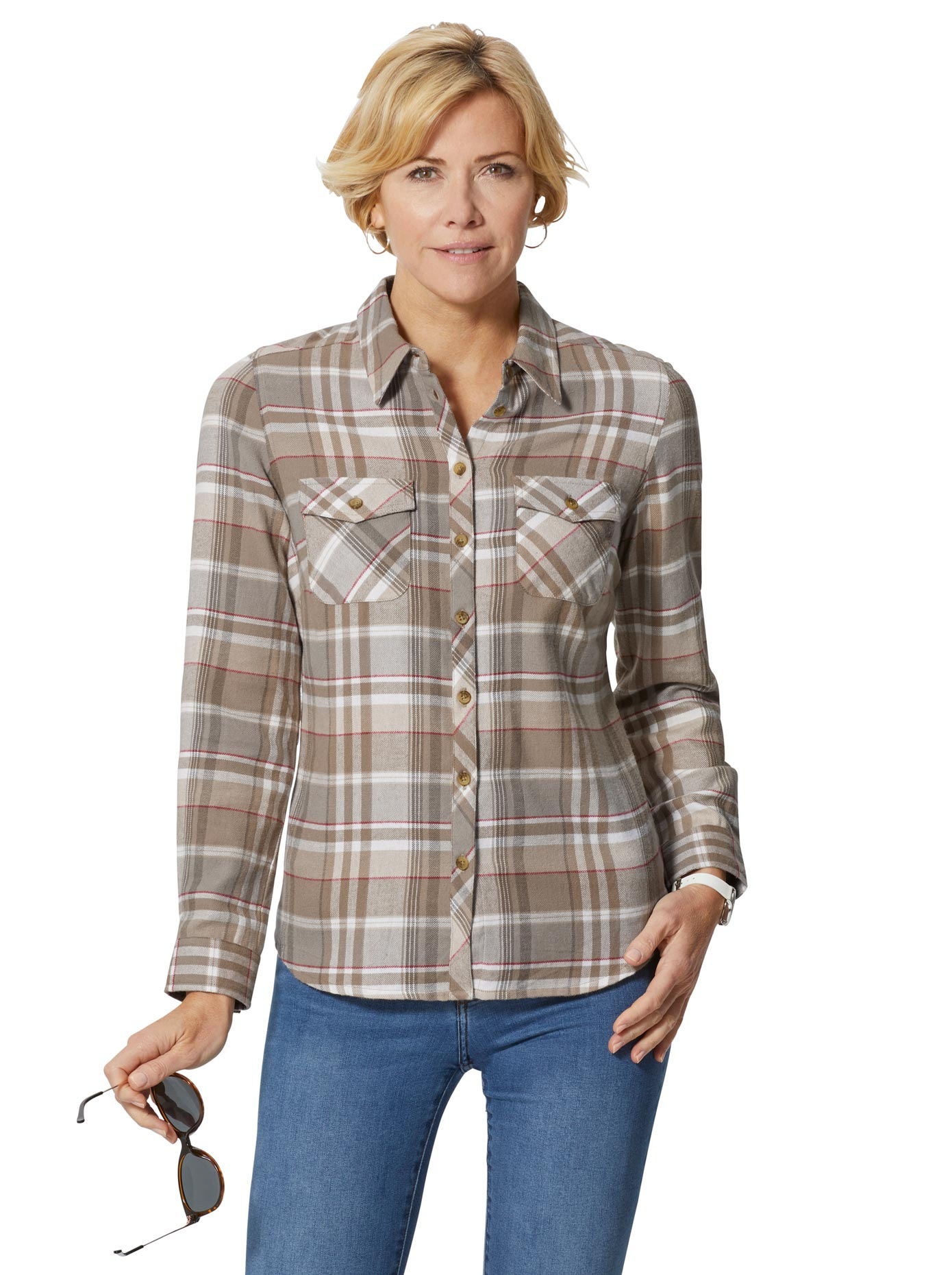 Bluse in weich angerauter Flanell-Qualität