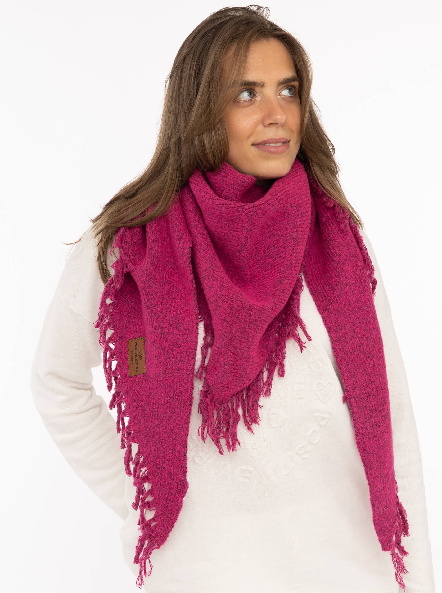 Zwillingsherz Foulard triangulaire »"Tasseln"« dekorative Fransen, Logo-Patch, strukturierte Textur