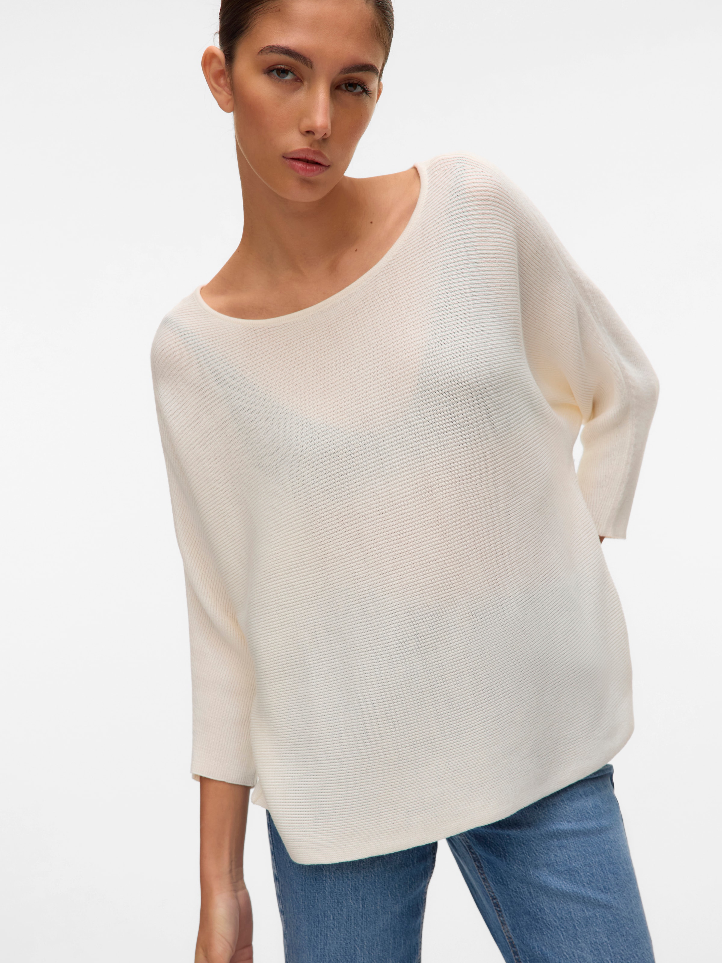 Image of Vero Moda 3/4 Arm-Pullover "VMNORA 3/4 BOATNECK BLOUSE NOOS" mit Fledermausärmeln