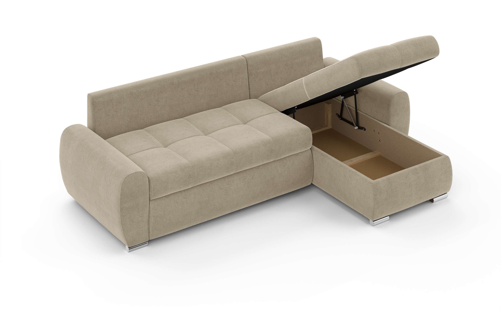 INOSIGN Ecksofa »HAVERHILL Schlafsofa mit Bettkasten, Masse B/H/T: 237/89/166 cm«, L-Form mit Recamiere links oder rechts bestellbar, Wellenunterfederung