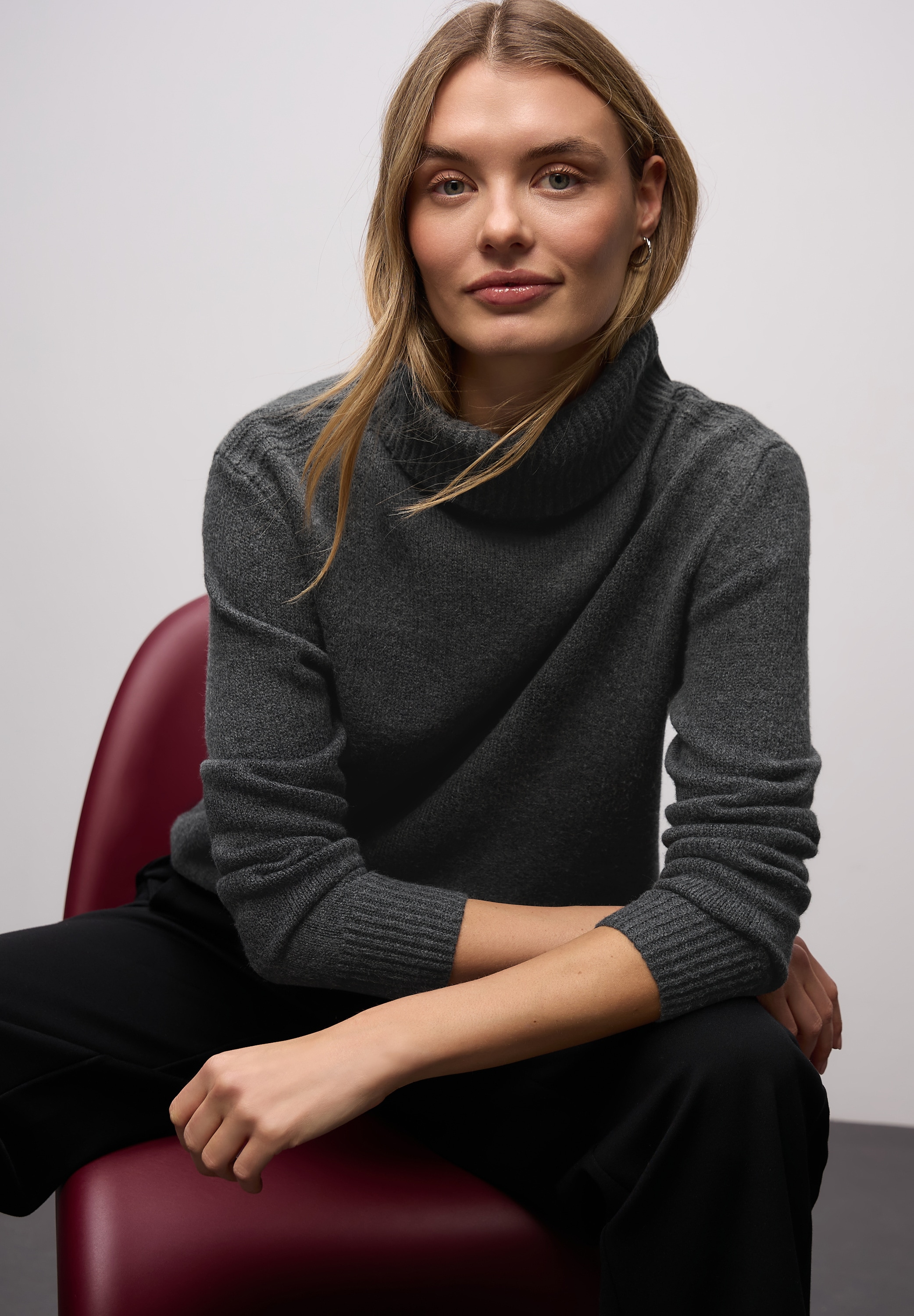 STREET ONE Pull à col roulé mit feinem Strickmuster