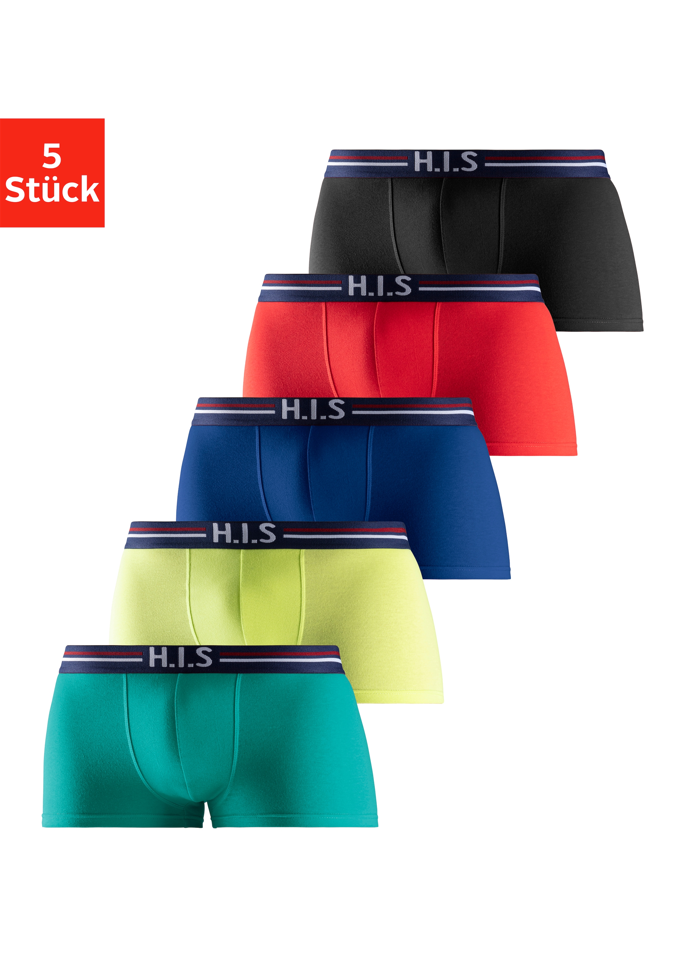 H.I.S Hipster, (Packung, 5 St.), knapp sitzende Boxershorts mit Streifen aus Baumwollmischung