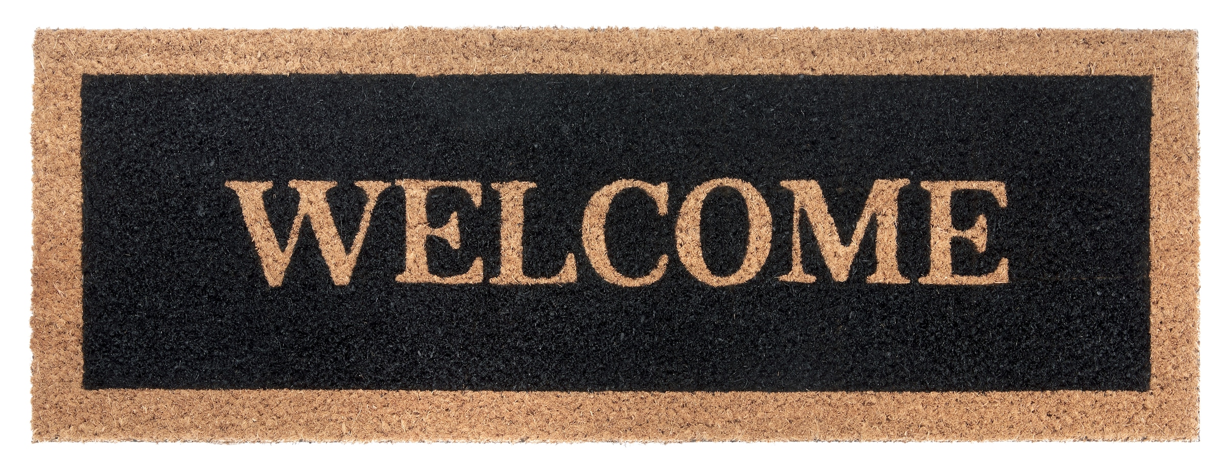 Image of HANSE Home Fussmatte "Mix Mats Kokos Welcome Border, Türmatte" rechteckig 15 mm Höhe Kokos, Schmutzfangmatte, Outdoor, Rutschfest, Innen, Kokosmatte, Flur