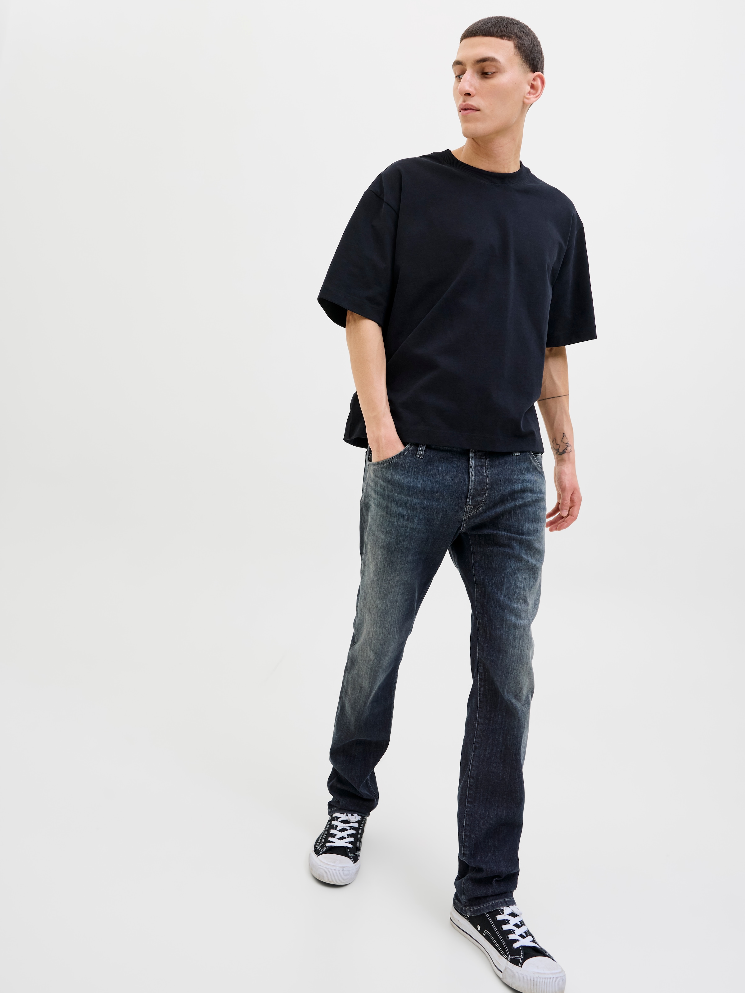 Jack & Jones Slim-fit-Jeans »JJIGLENN – Jeans mit Stretch, niedriger Leibhöhe und Taschen«, used, modisch, slim fit, Denim/Jeans