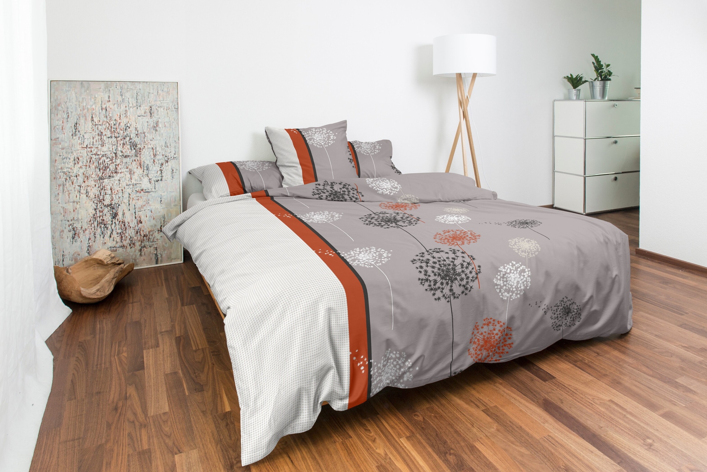 Image of Night Fashion Kissenbezug »Panadero, Renforcé Mit Pusteblumen und Karomuster«, (1 St.), verdeckter Reissverschluss bei Ackermann Versand Schweiz