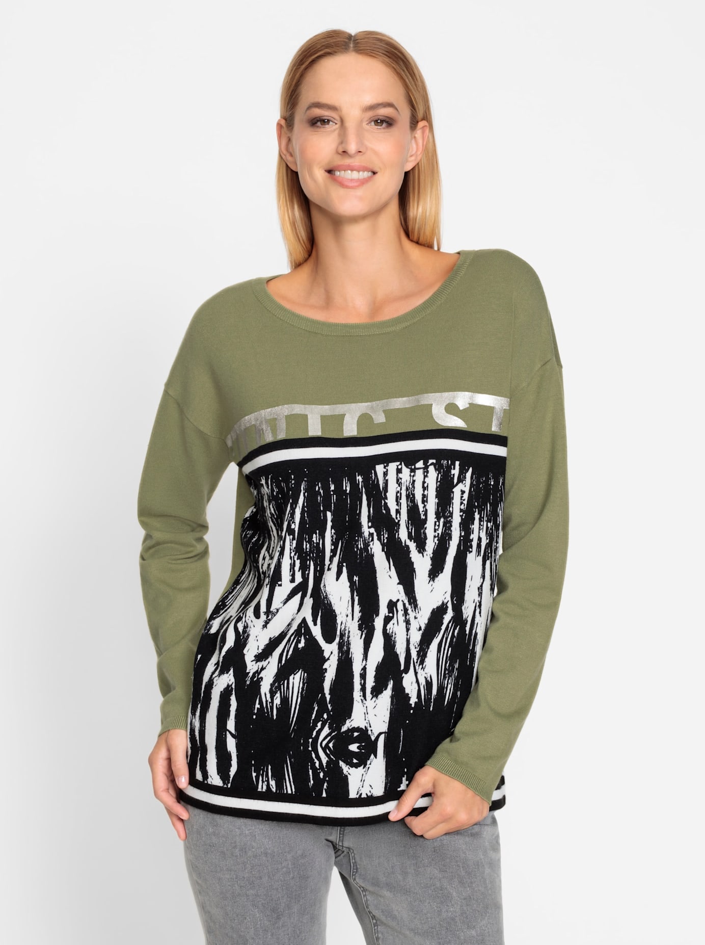 heine Rundhalspullover »Druck-Pullover«