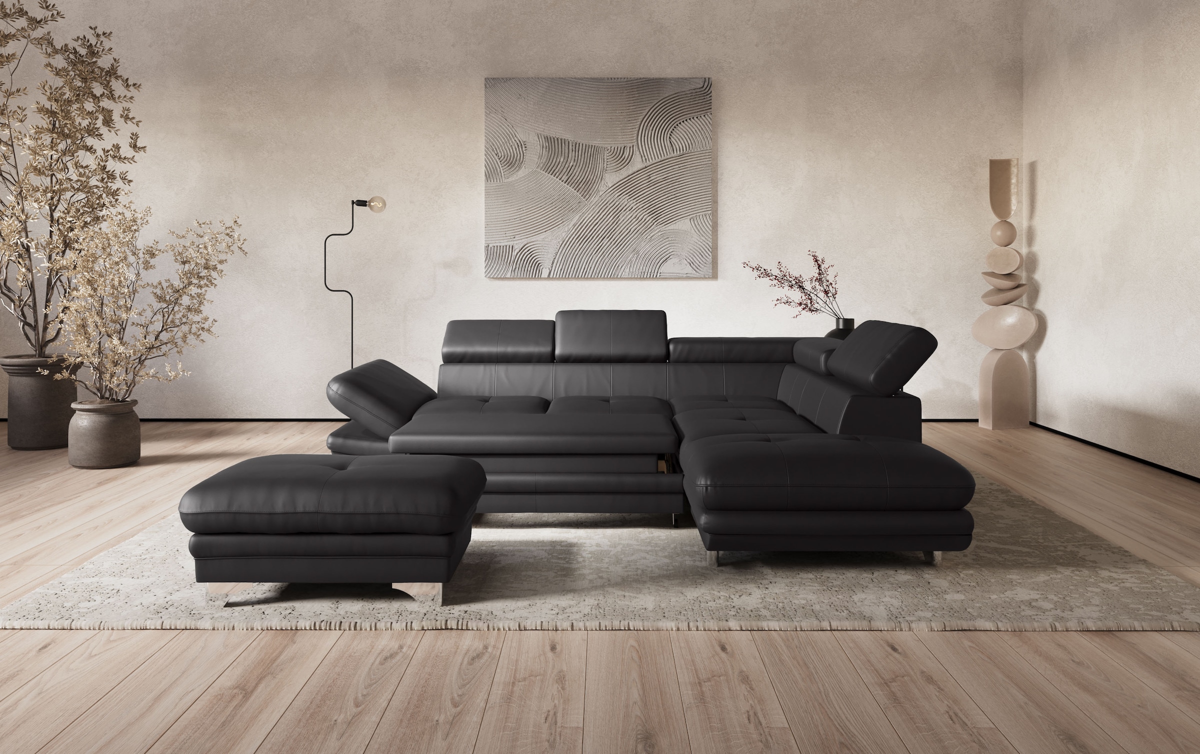 COTTA Ecksofa »Enterprise L-Form«, mit Arm- & Kopfteilverstellung, wahlweise mit Bettfunktion