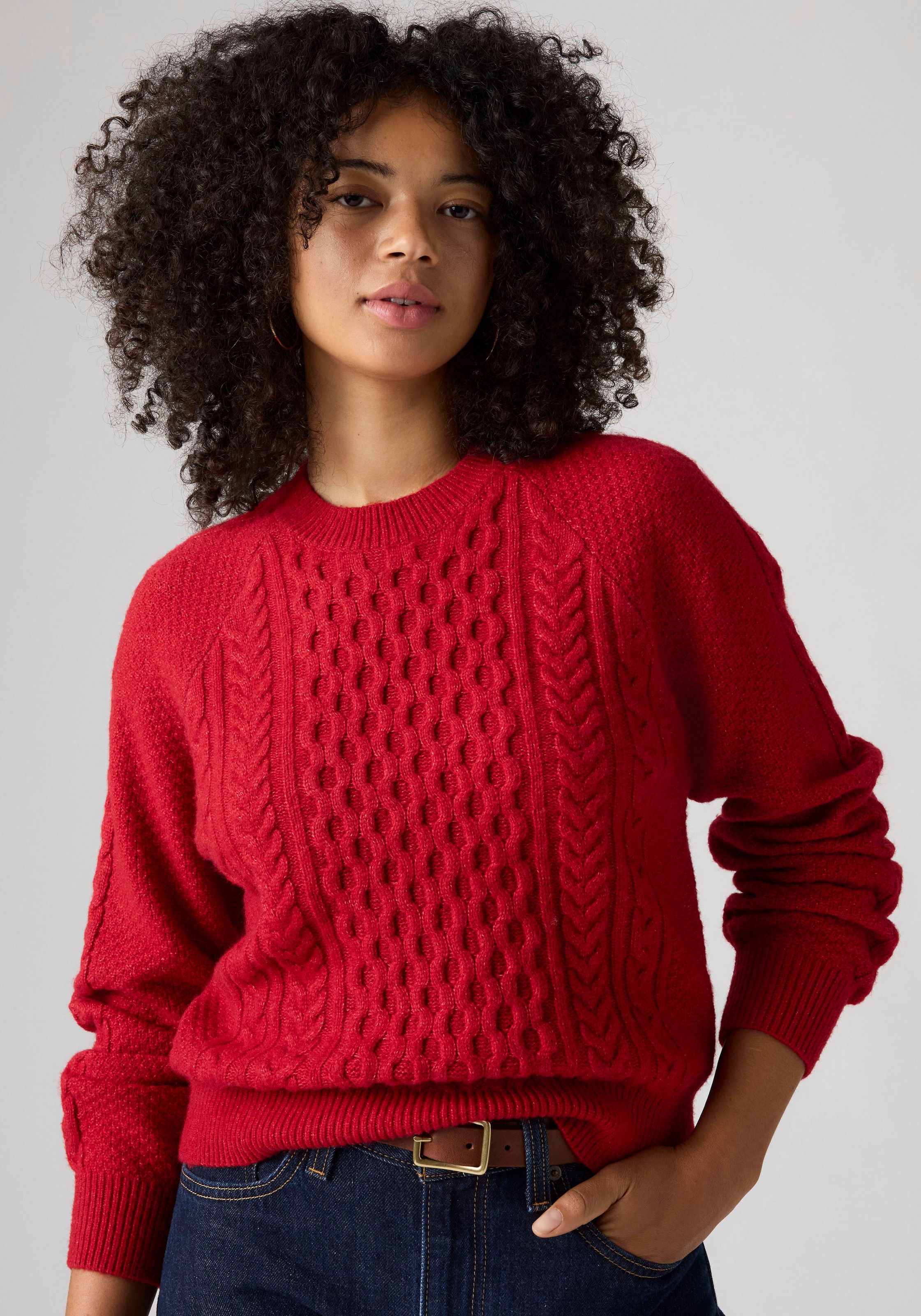 Levi's® Rundhalspullover »JOLIE CABLE CREWNECK SWEATER« mit Zopfmuster, weicher Materialmix