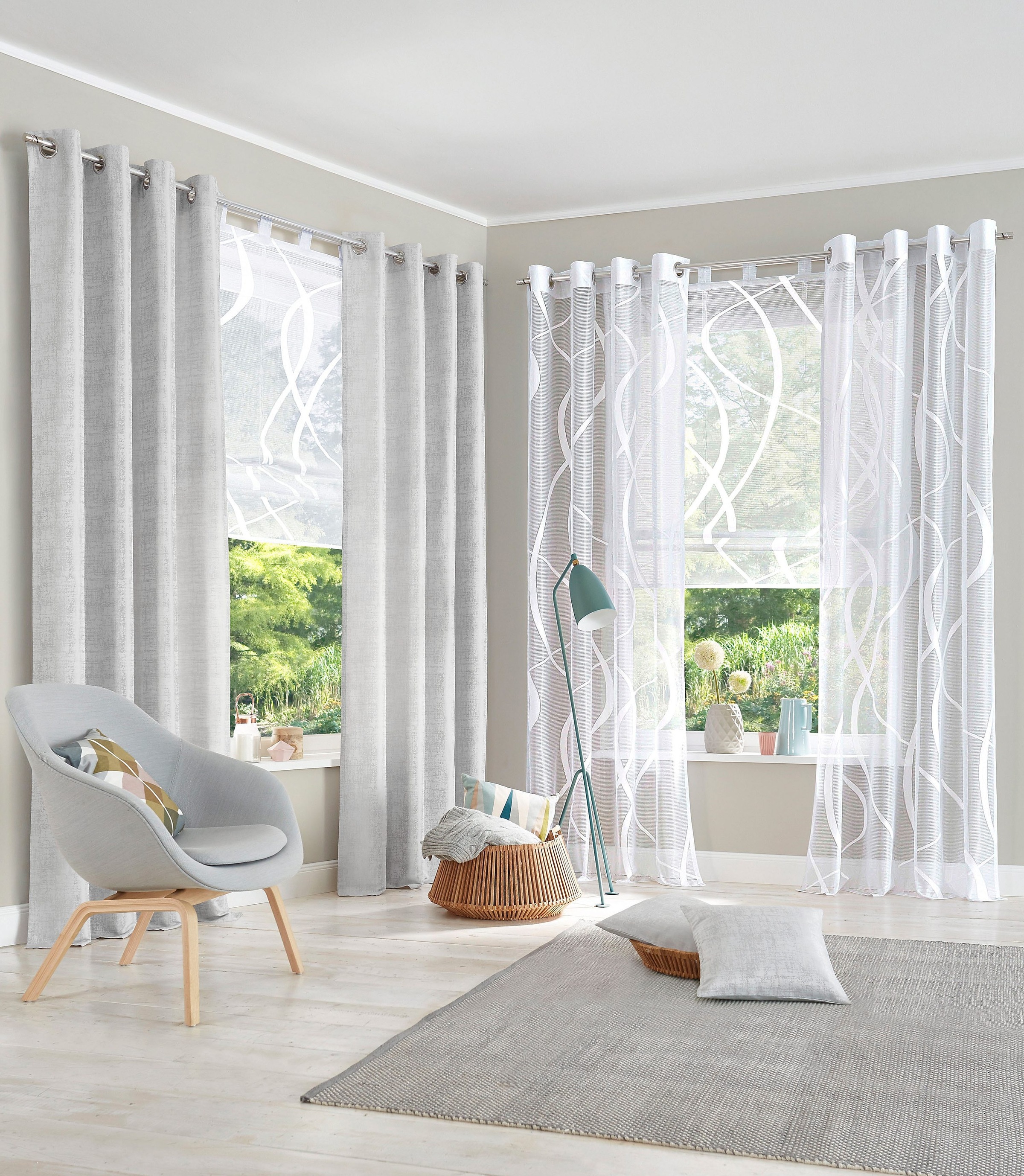 Image of GOODproduct Raffrollo "Cellino" mit Schlaufen Transparent, klassische Netzoptik, Polyester