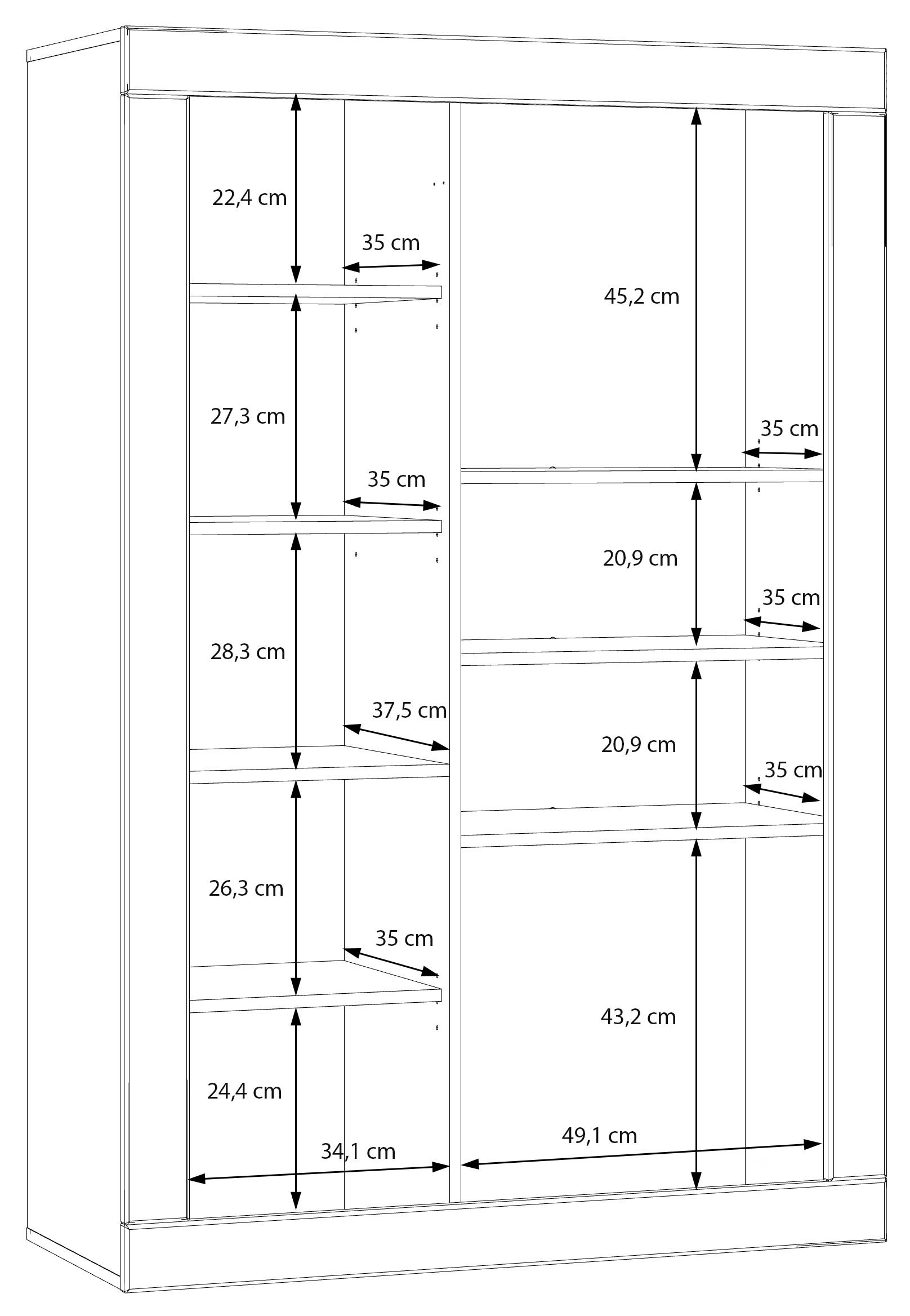 FORTE Vitrine »Lefkadas« BxH=101x151,2 cm,  Highboard, grifflose Front, breite Rahmenoptik, Tür mit Glaseinsatz