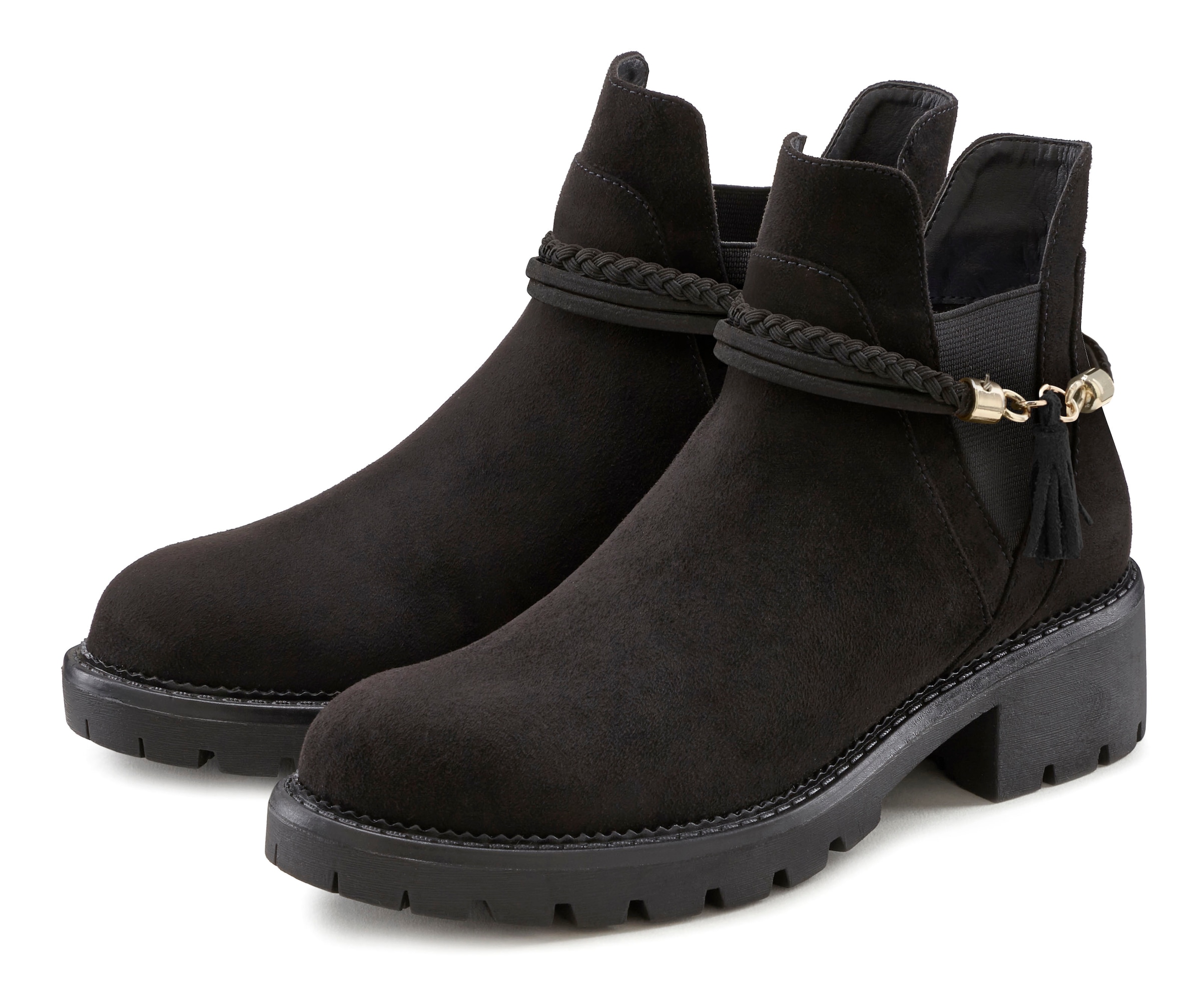Image of LASCANA Chelseaboots mit abnehmbarem Band und Chunky-Sohle, Ankle Boots, Stiefelette