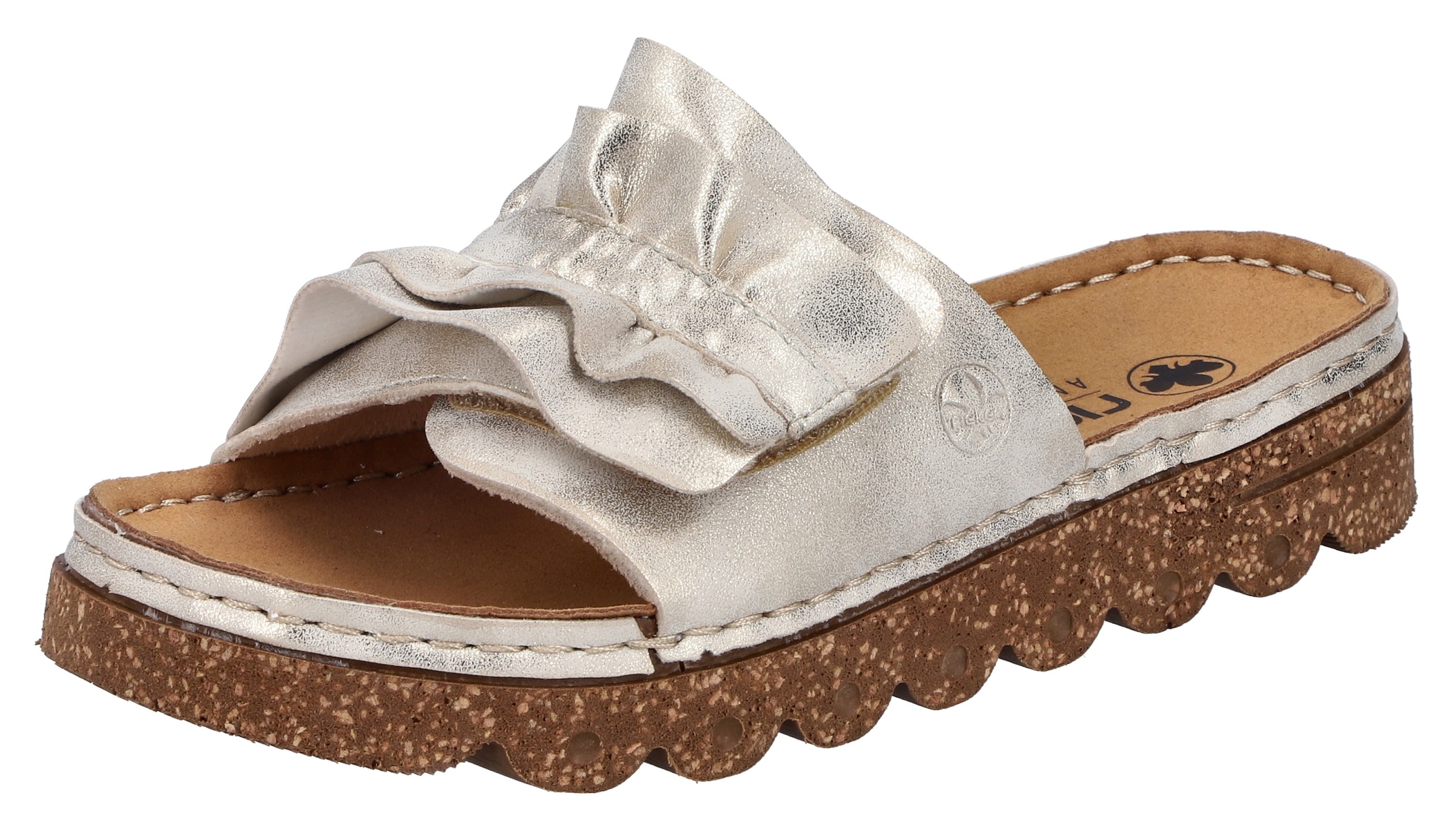 Image of Rieker Pantolette Sommerschuh, Strandschuh, Hausschuh mit modischer Plateausohle