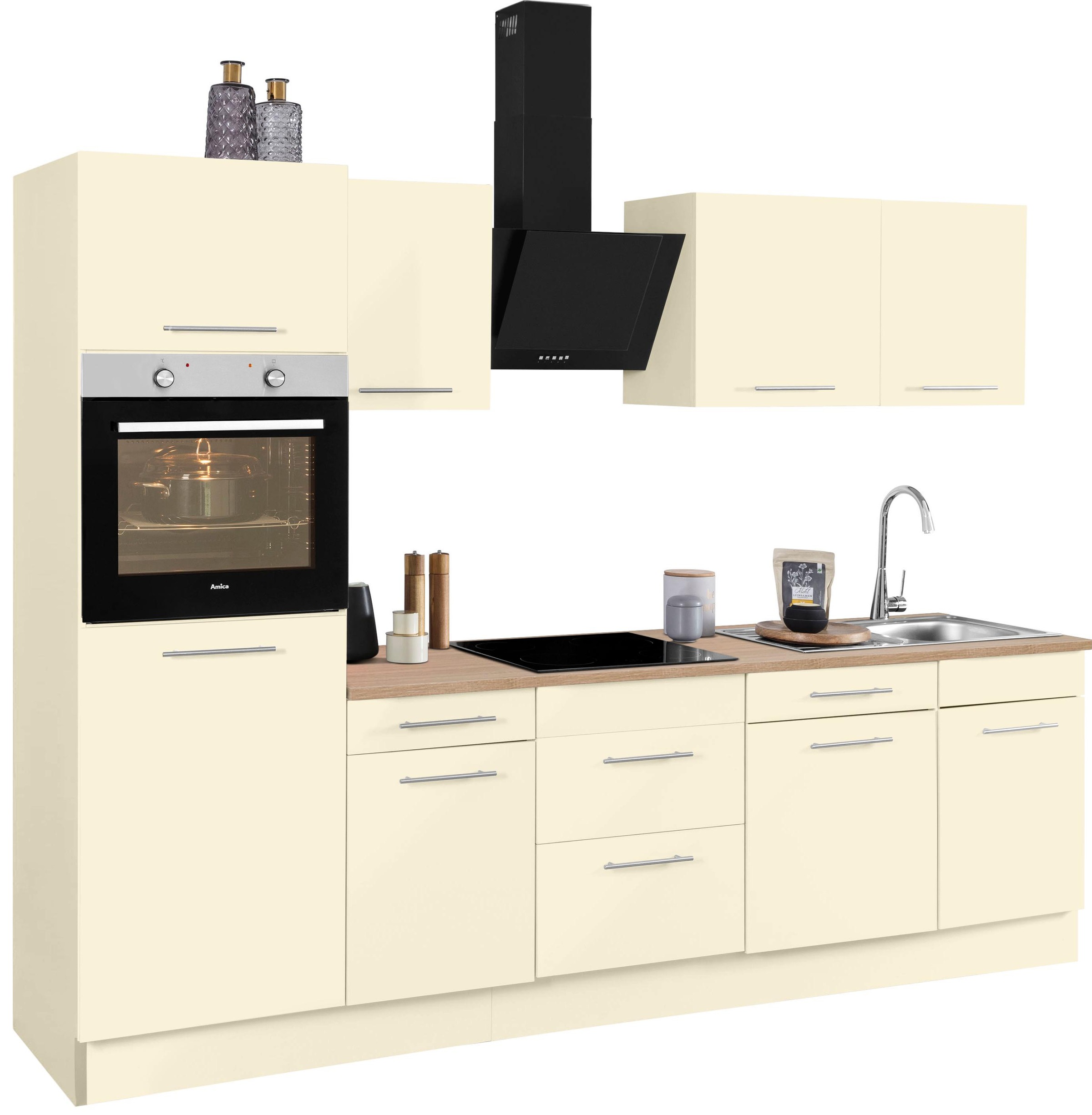 wiho Küchen Küchenzeile »Ela«, Breite 280 cm, Soft-Close-Funktion, höhenverstellbare Füsse