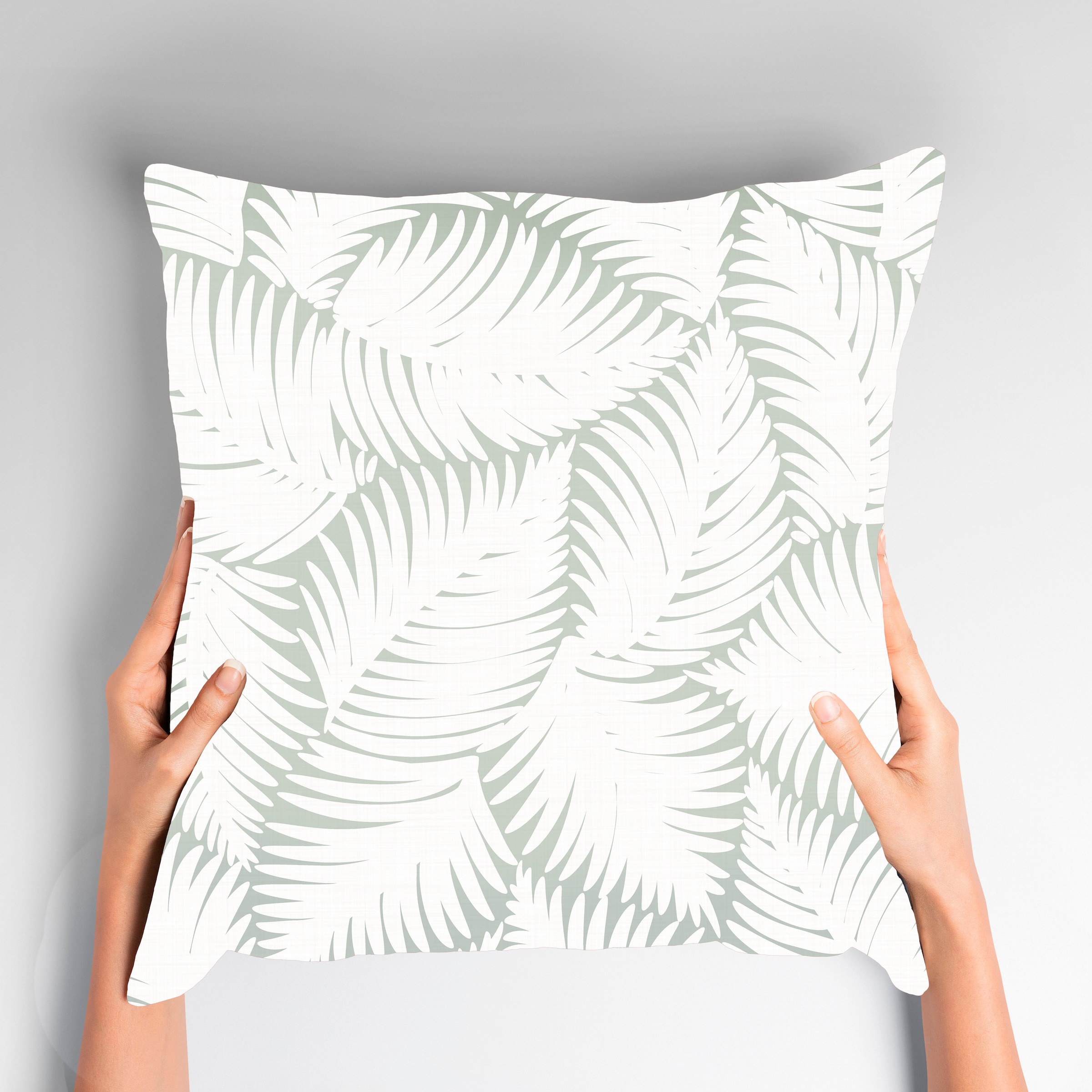 Image of queence Dekokissen "Ika" Kissenhülle,Weisse Farnblätter,Natur,Botanisch,Zart,Elegant