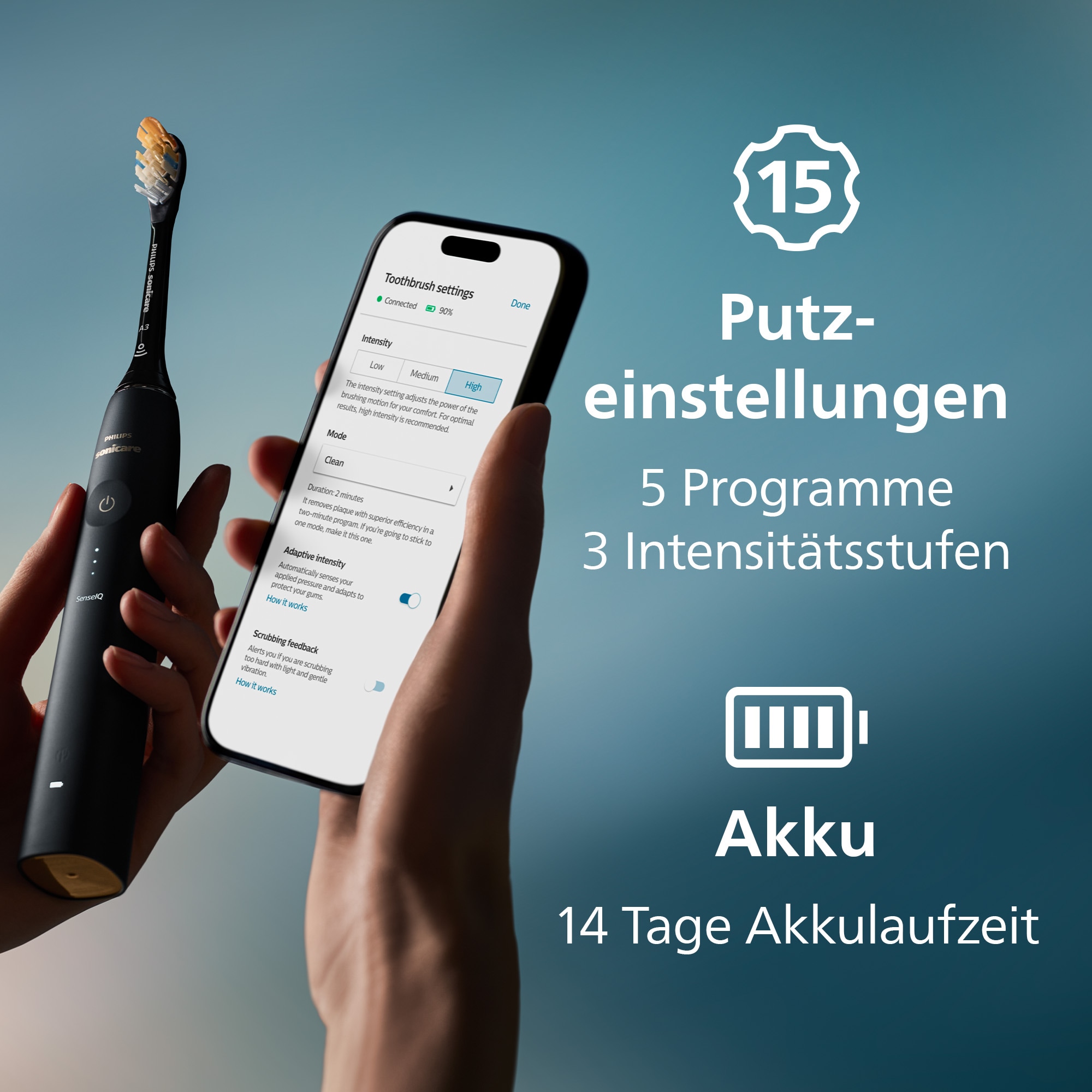 Philips Sonicare Brosse à dents électrique »DiamondClean Prestige 9900 HX9992« 2 cuis Aufsteckbürsten mit integriertem Drucksensor, 5 Putzprogramme, inkl. Ladeetui