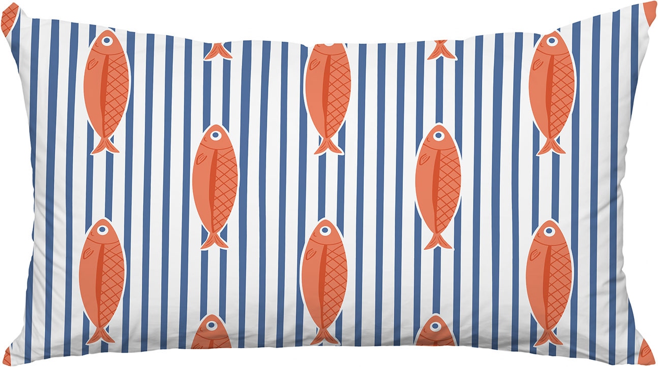 Image of queence Dekokissen "Fische gestreift" Premium Outdoor Kissenbezug; Format: 60x40 cm