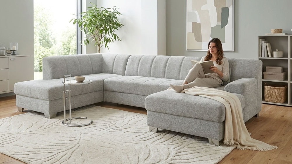 GOODproduct Wohnlandschaft »Lolland 296 x 195 cm, modern, mit Steppungen, gemütlich« U-Form, aus Pet Friendly Bezug