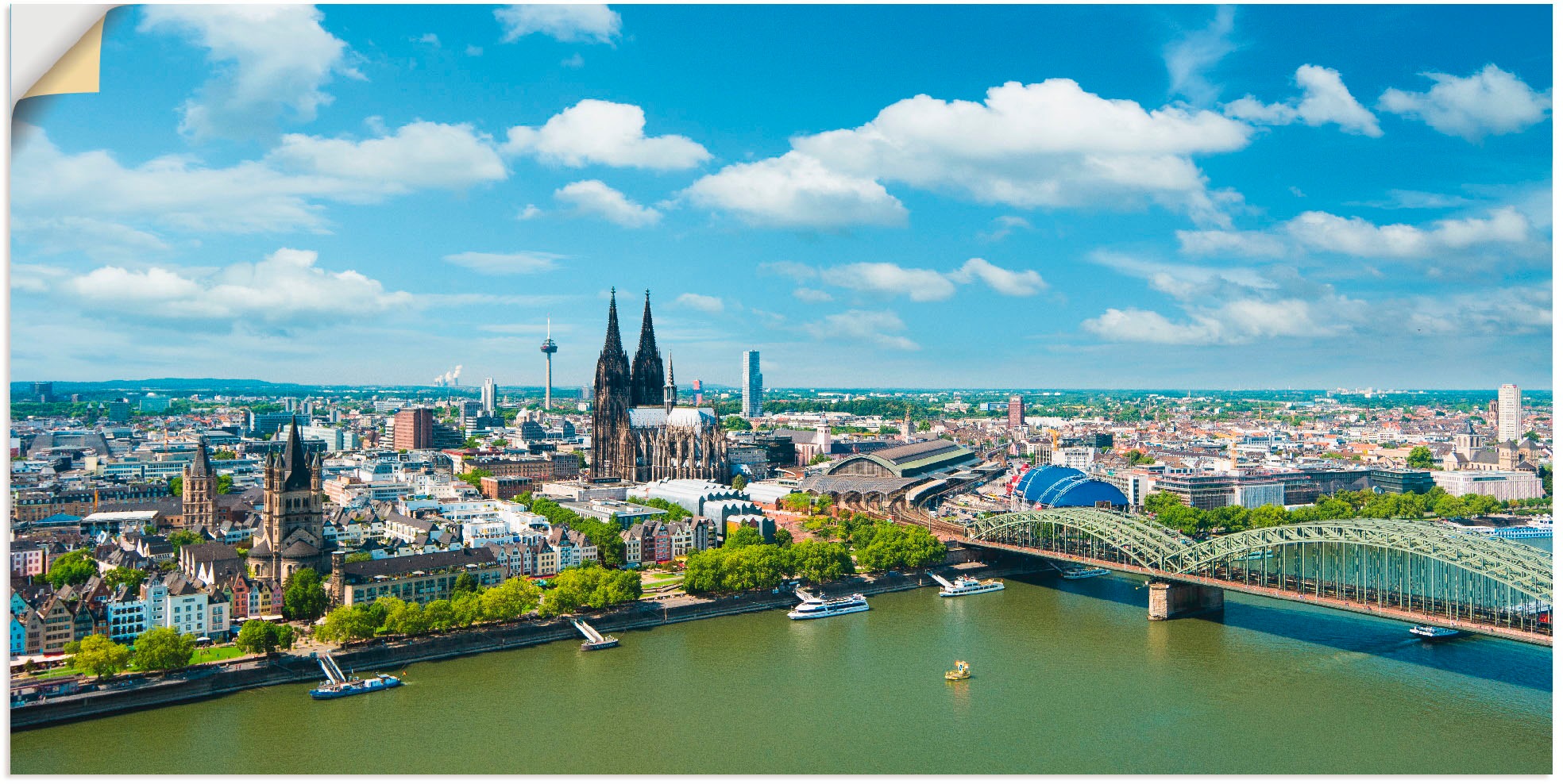 Image of Artland Wandbild »Köln Rheinpanorama«, Deutschland, (1 St.), in vielen Grössen & Produktarten - Alubild / Outdoorbild für den Aussenbereich, Leinwandbild, Poster, Wandaufkleber / Wandtattoo auch für Badezimmer geeignet bei Ackermann Versand Schweiz