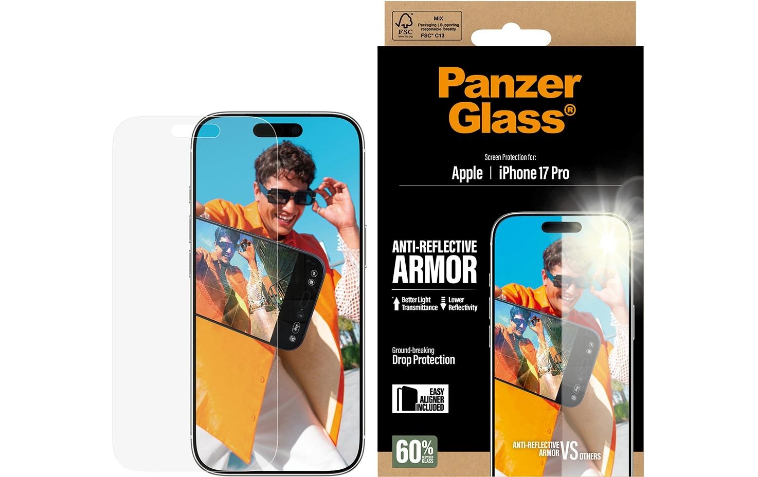 PanzerGlass Film de protection d'écran »Anti-Reflective Armor Screen Protector« für Apple iPhone 17 Pro Displayschutzfolie, Schutzfolie, Bildschirmschutz, kratz- & stossfest