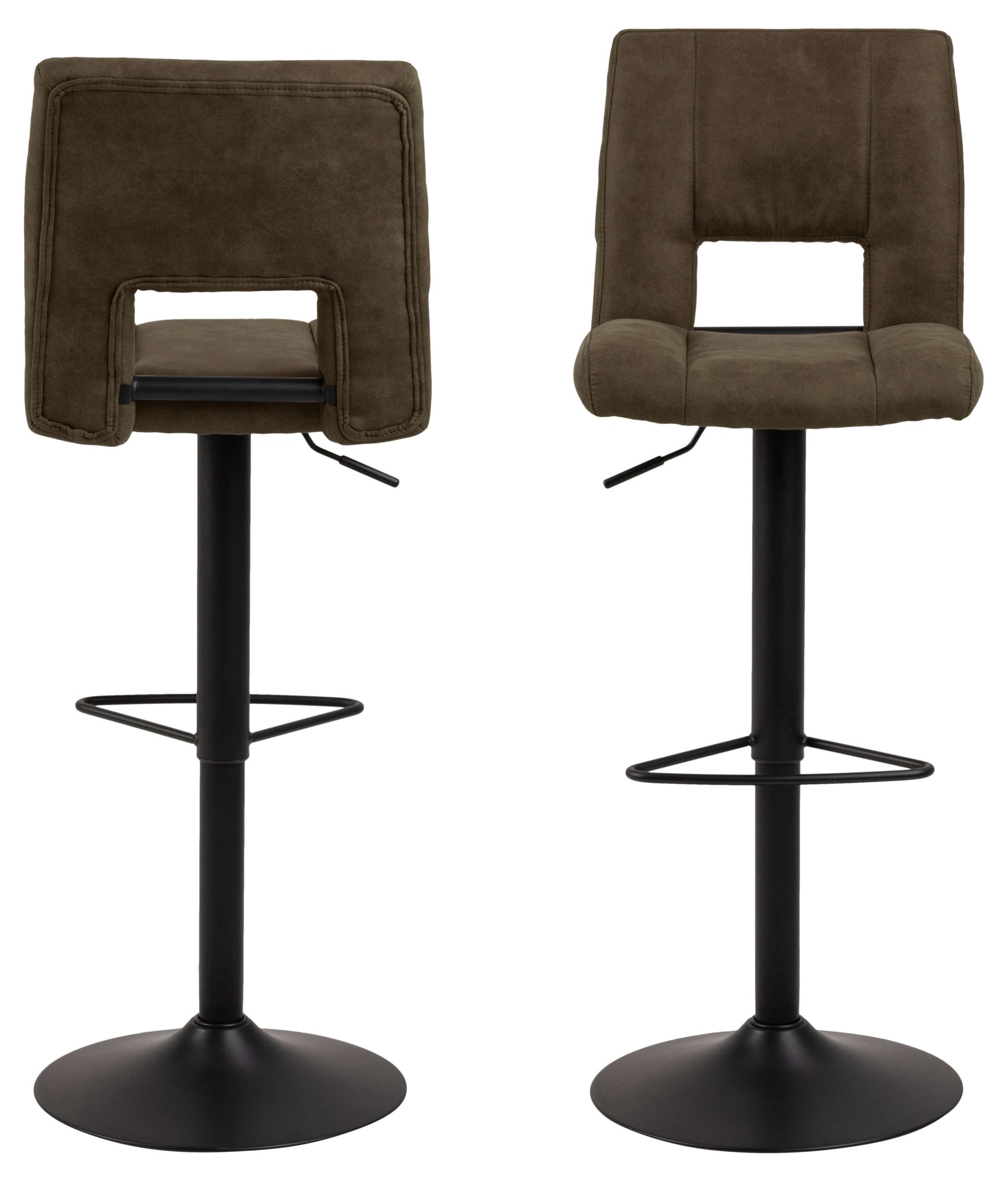 ACTONA GROUP Tabouret de bar »Sylvia Barstuhl, Höhenverstellbar,« pied trompette, vérin à gaz, pivotant, coutures verticales, lot de 2